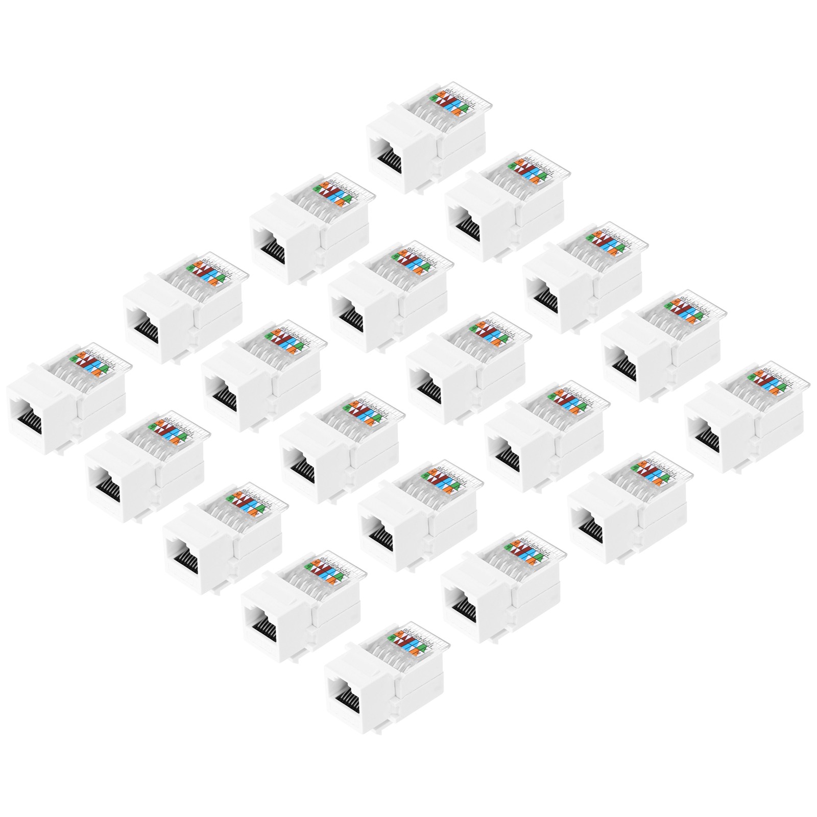 20 Pack Cat 6 Tool-Free RJ45 Ethernet Jack, Cat6 Coupler Adapter, White