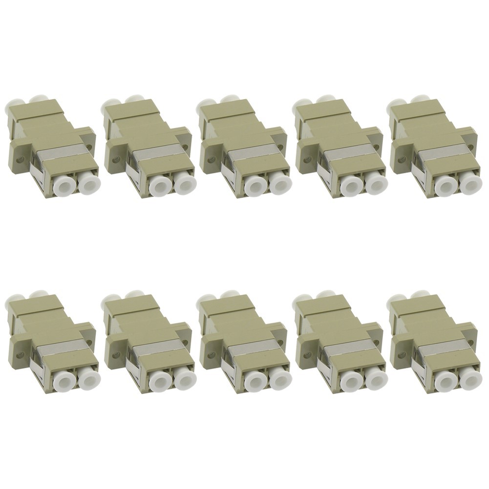 10x LC UPC to UPC LC Duplex Multi Mode Fiber Optical Cable Coupler Adapter Beige