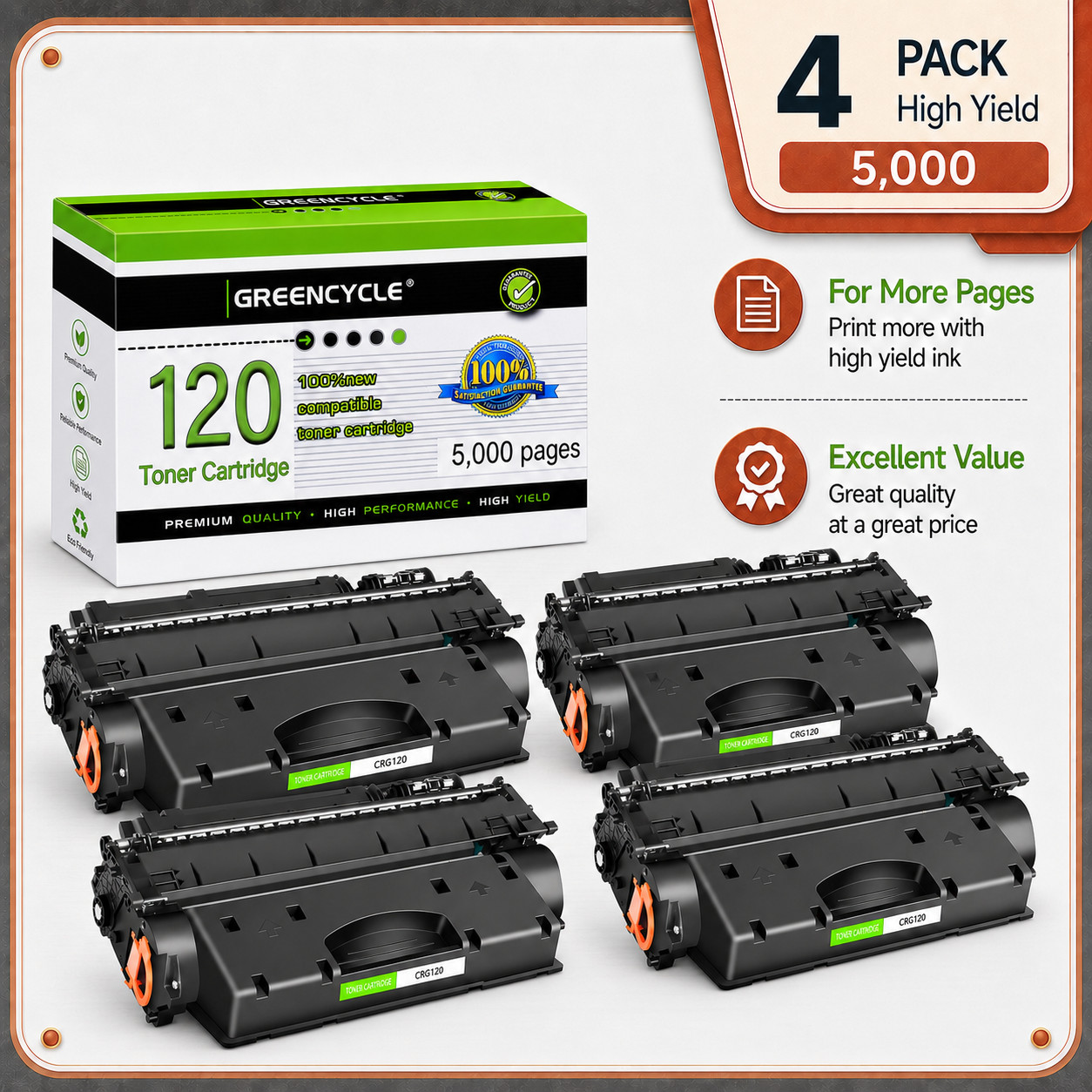 4PK CRG-120 C120 2617B001AA Toner Cartridge Fit for Canon ImageClass D1120 D1150