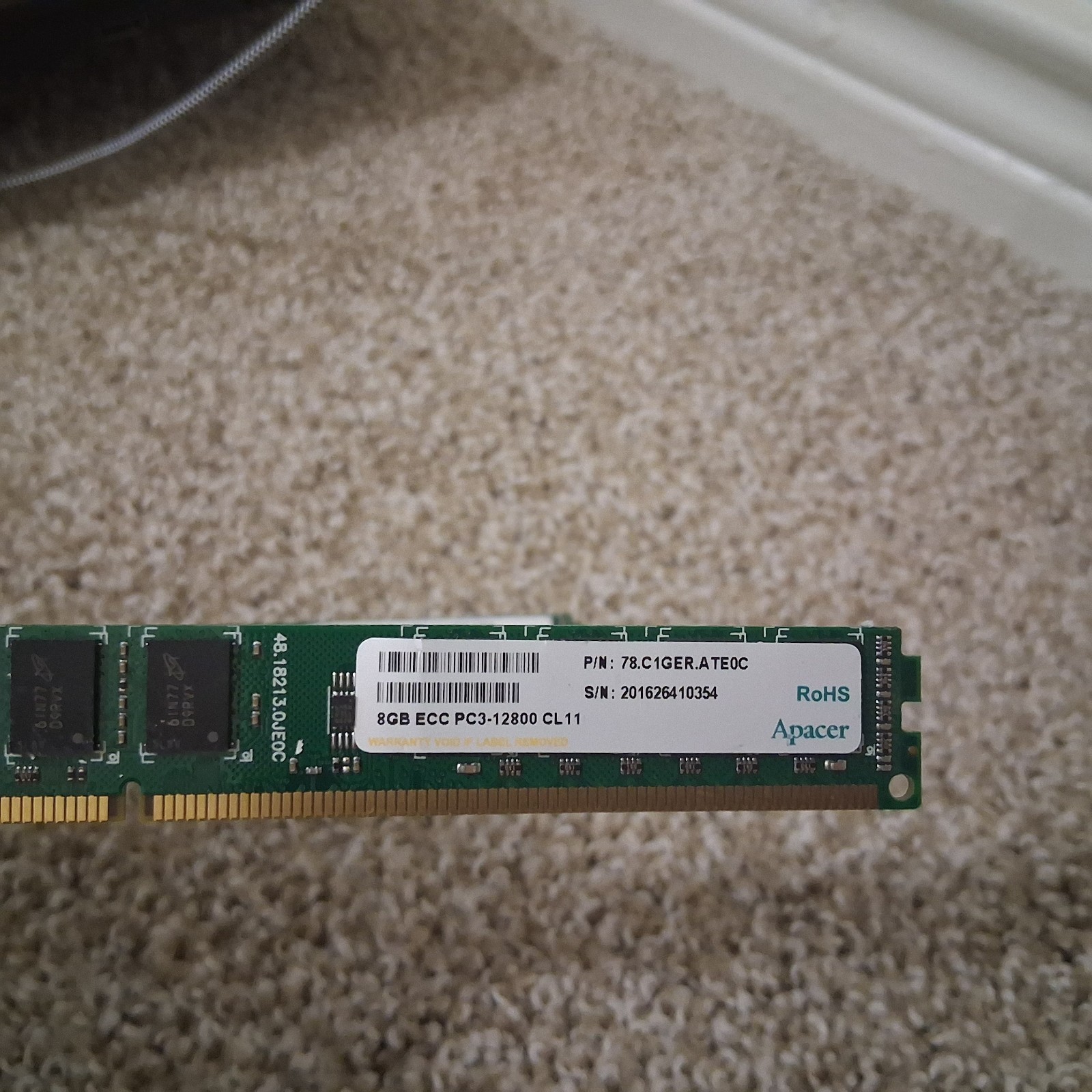 Apacer 78.C1GET.AT10C 8GB UNB PC3-12800 Desktop Memory.    #S178