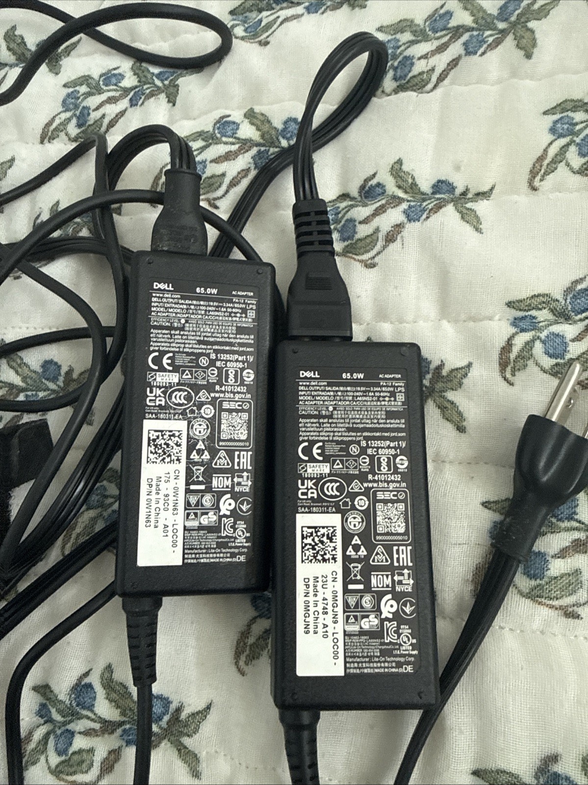 Genuine DELL 65W Laptop Tablet Desktop PC AC Adapter Charger Power Supply 2 Pack
