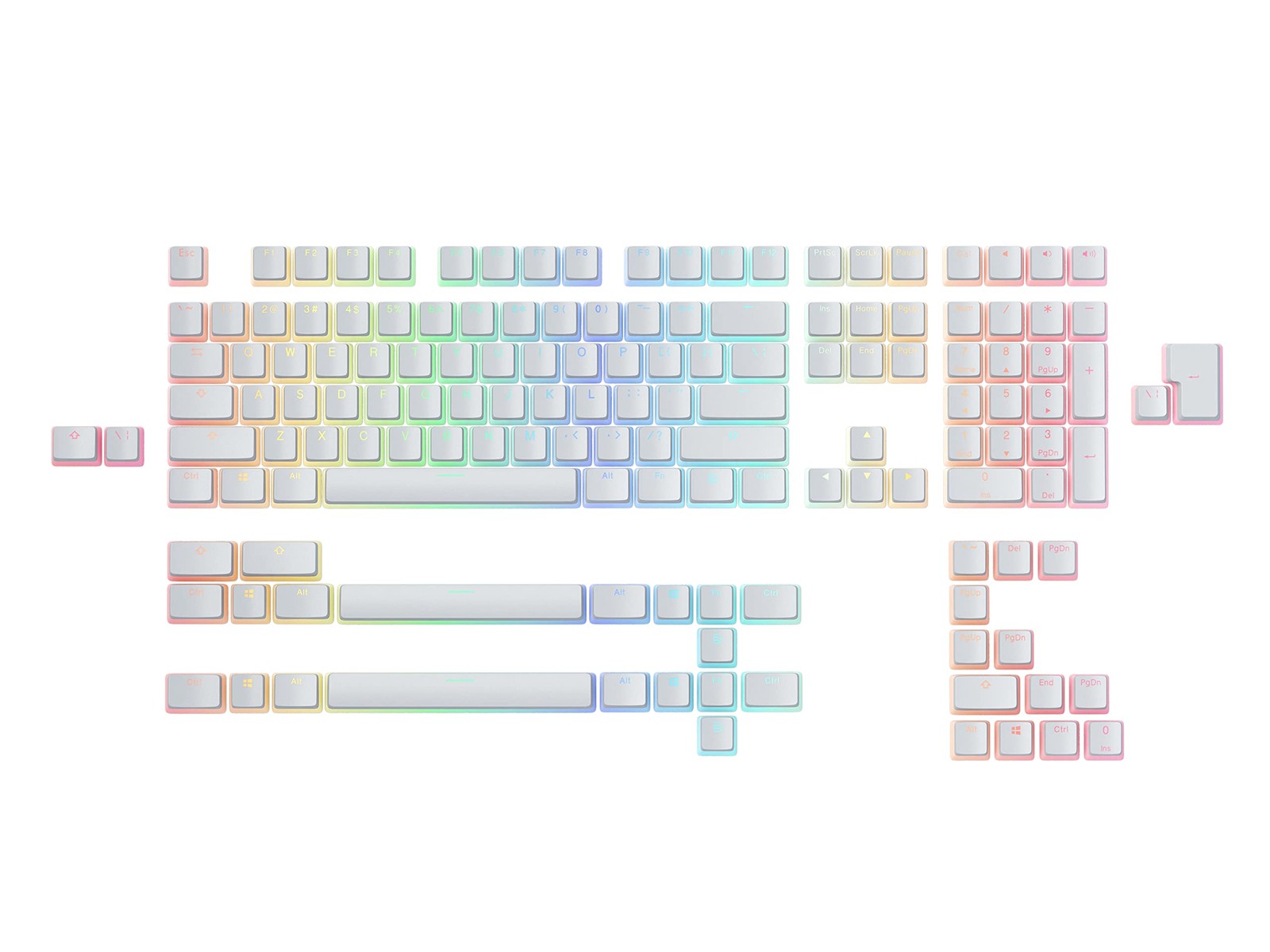Aura V2 White PBT Pudding Keycaps Mechanical Keyboard Fits 60/75% TKL Layout