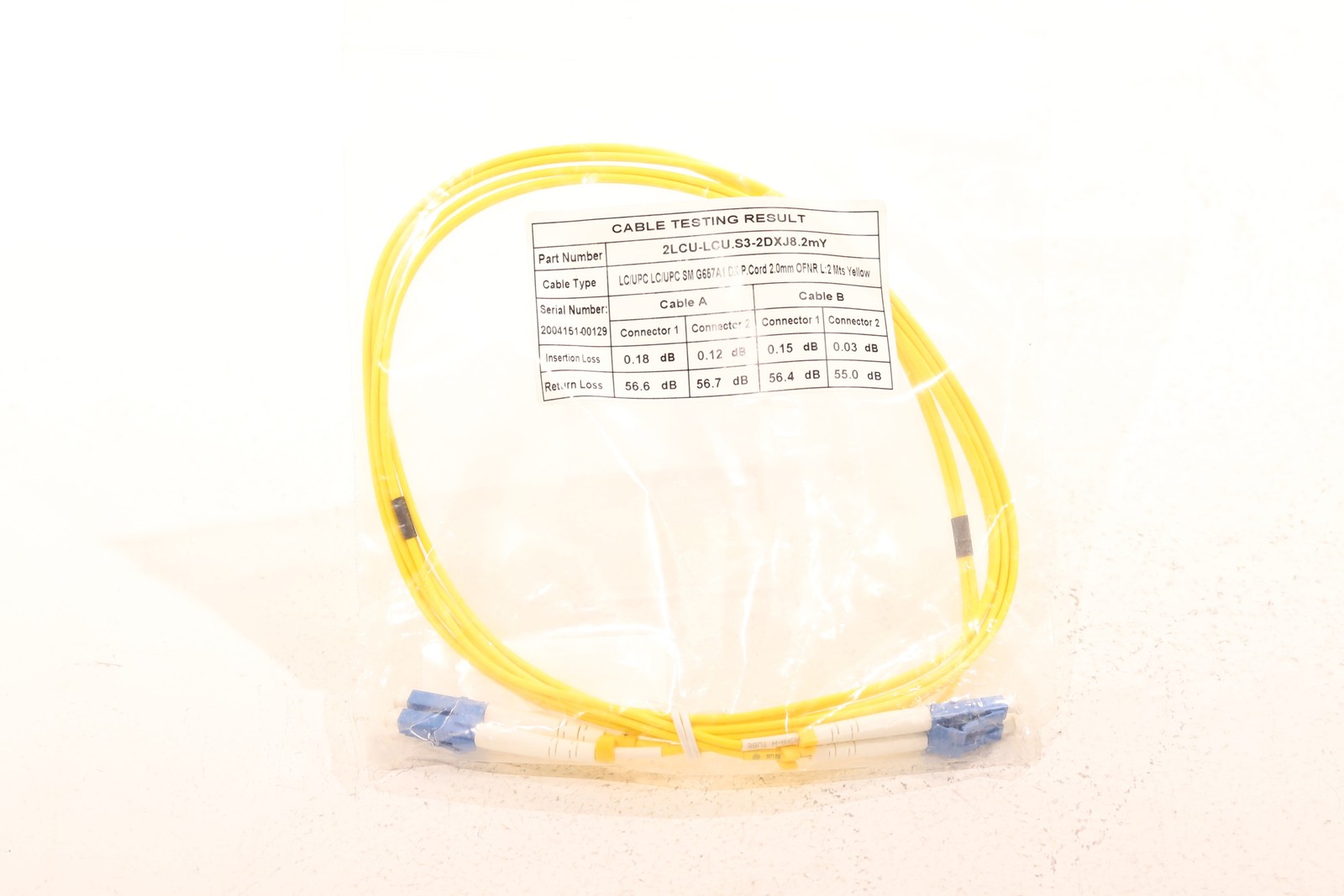 Generic 2M LC UPC to LC UPC Fiber Optic Patch Cable P/N: 2LCU-LCU.S3-2DXJ8.2mY