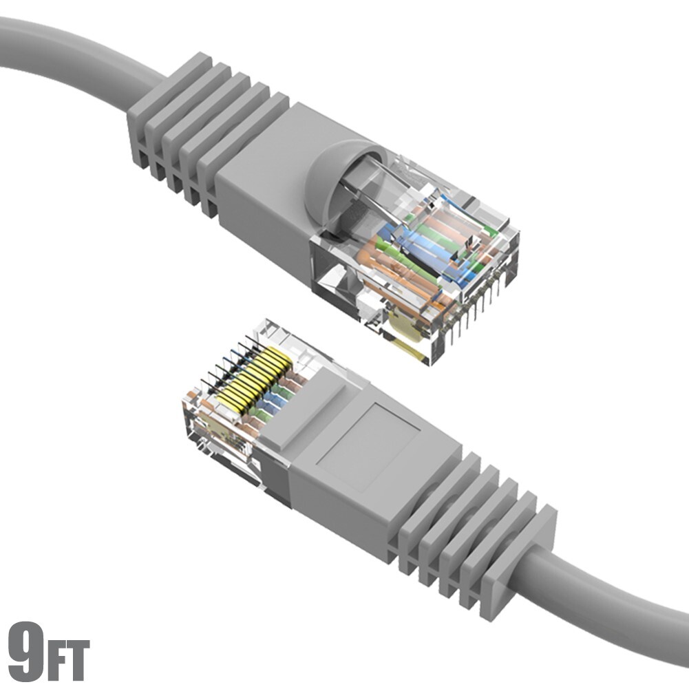 9FT Cat5E RJ45 Network Modem LAN Ethernet UTP Molded Snagless Patch Cable Gray
