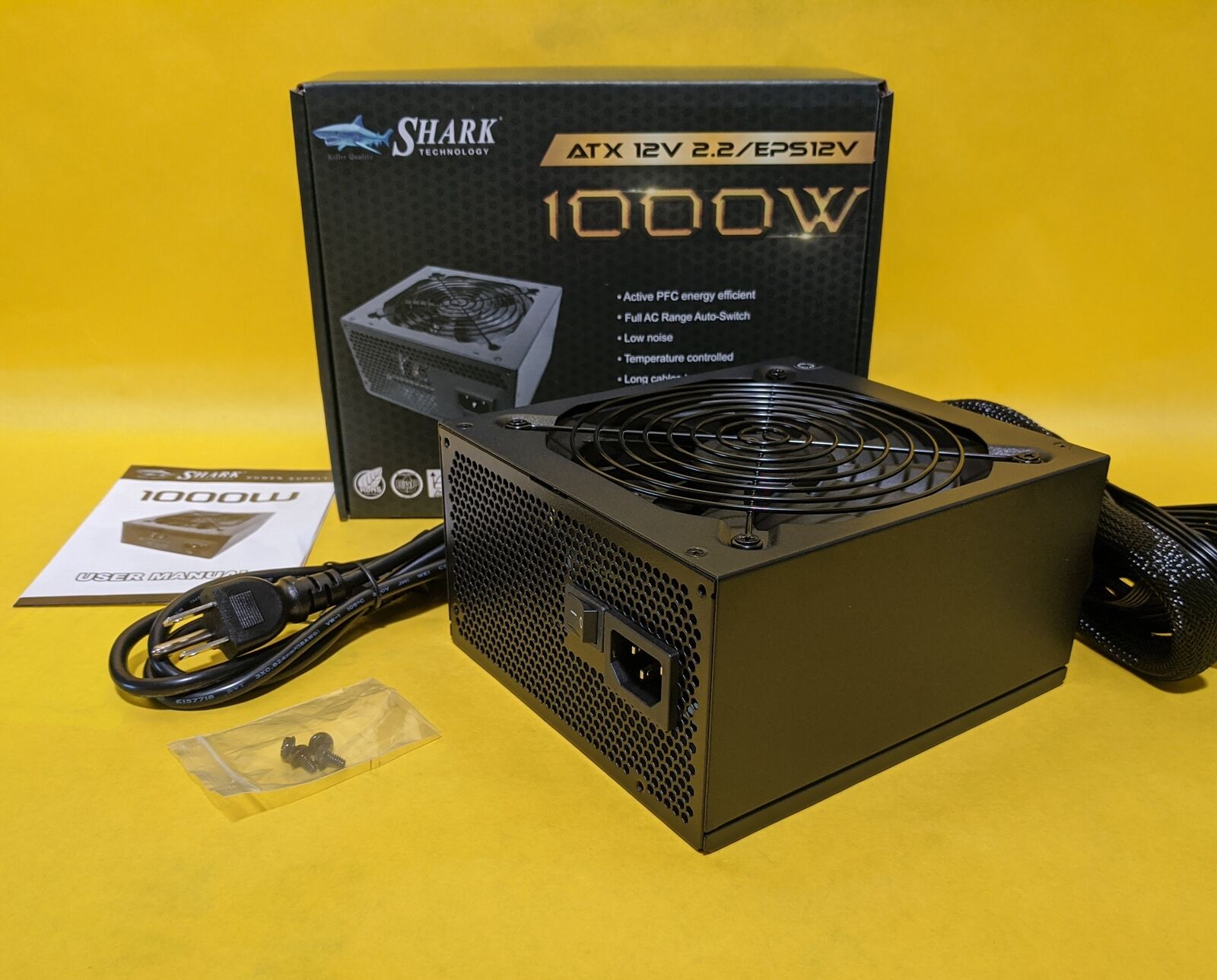 SHARK TECHNOLOGY® 1000W Retail 2x PCIe Black Gaming PC ATX/EPS 12V Power Supply