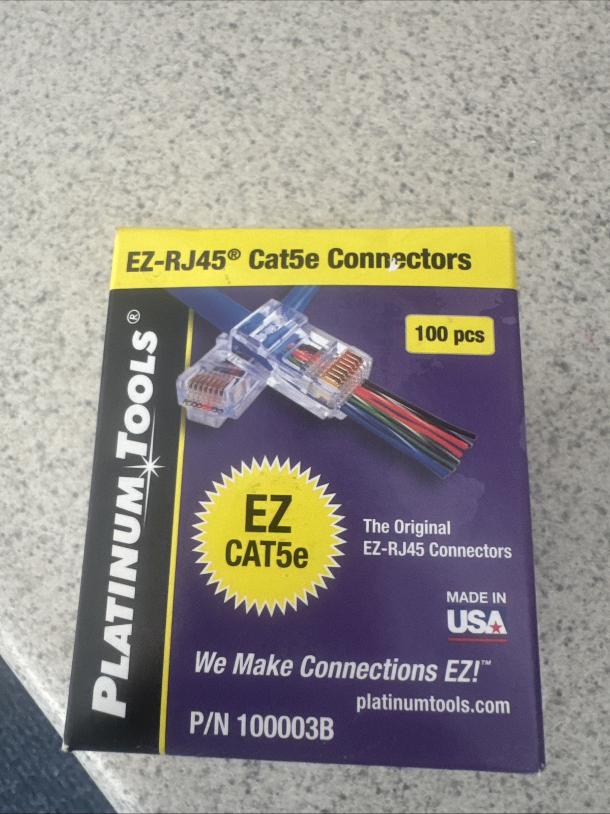Platinum Tools EZ-RJ45 Cat5e Connector 100003B 100 Piece Box