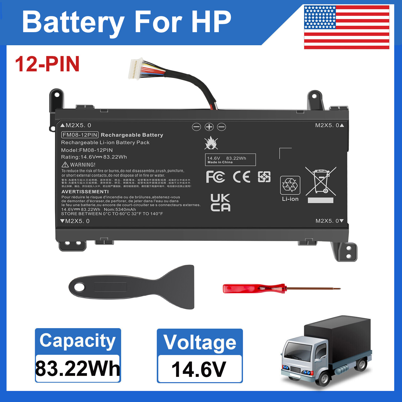 12-Pin FM08 Battery For HP Omen 17-an1xx 17T-AN000 Series 922976-855 TPN-Q195