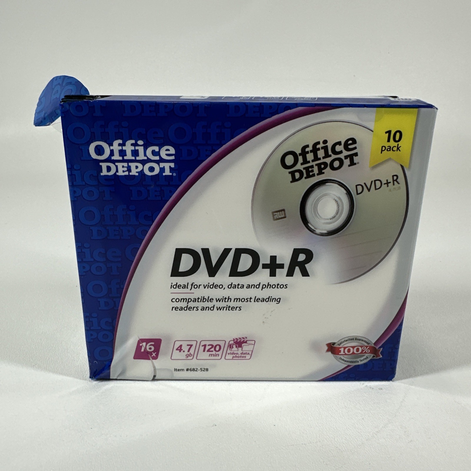 10 Pack OFFICE DEPOT DVD+R 120 Minute, 4.7 GB, 16x Blank CD Discs, NEW / SEALED
