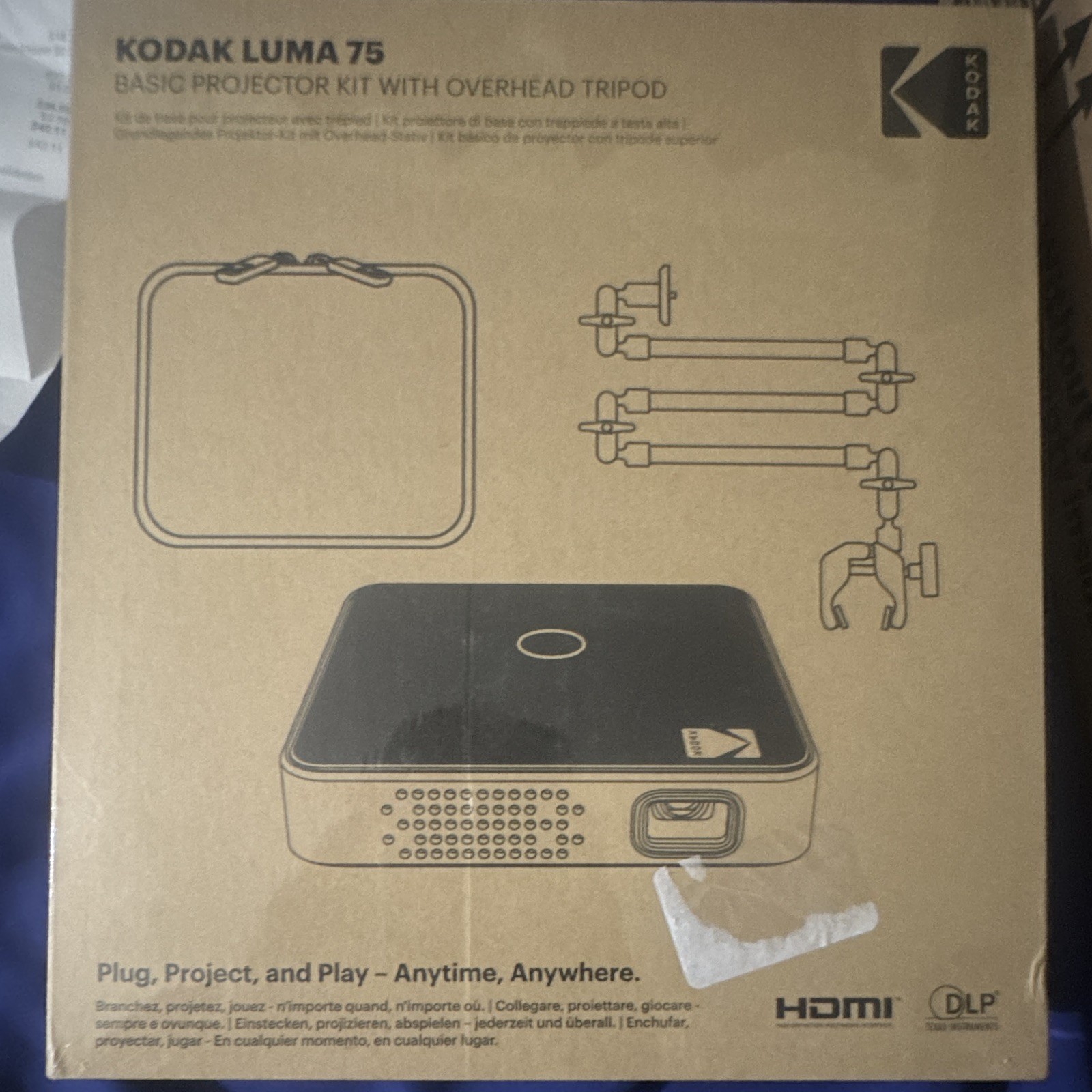 Kodak Luma 75 Desktop Projector Kit w/ Overhead Tripod HDMI DLP