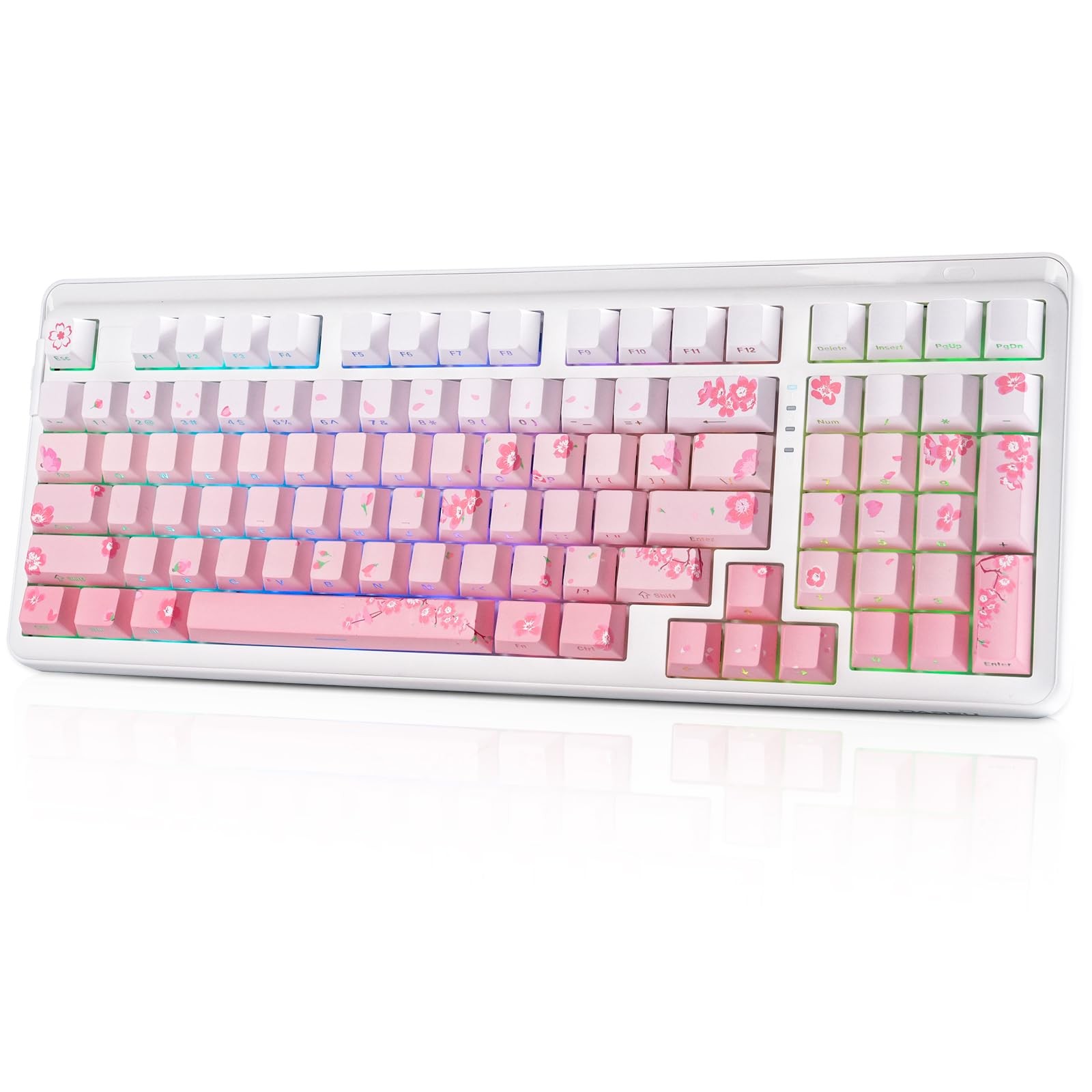 DAREU EK98pro Sakura Pink Wireless Mechanical Keyboard,Tri-Mode BT/2.4GHz/USB...