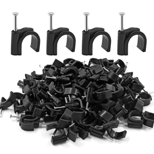 200Pcs Nail in Cable Clips Black Cable Cord Management Clips Ethernet 12mm