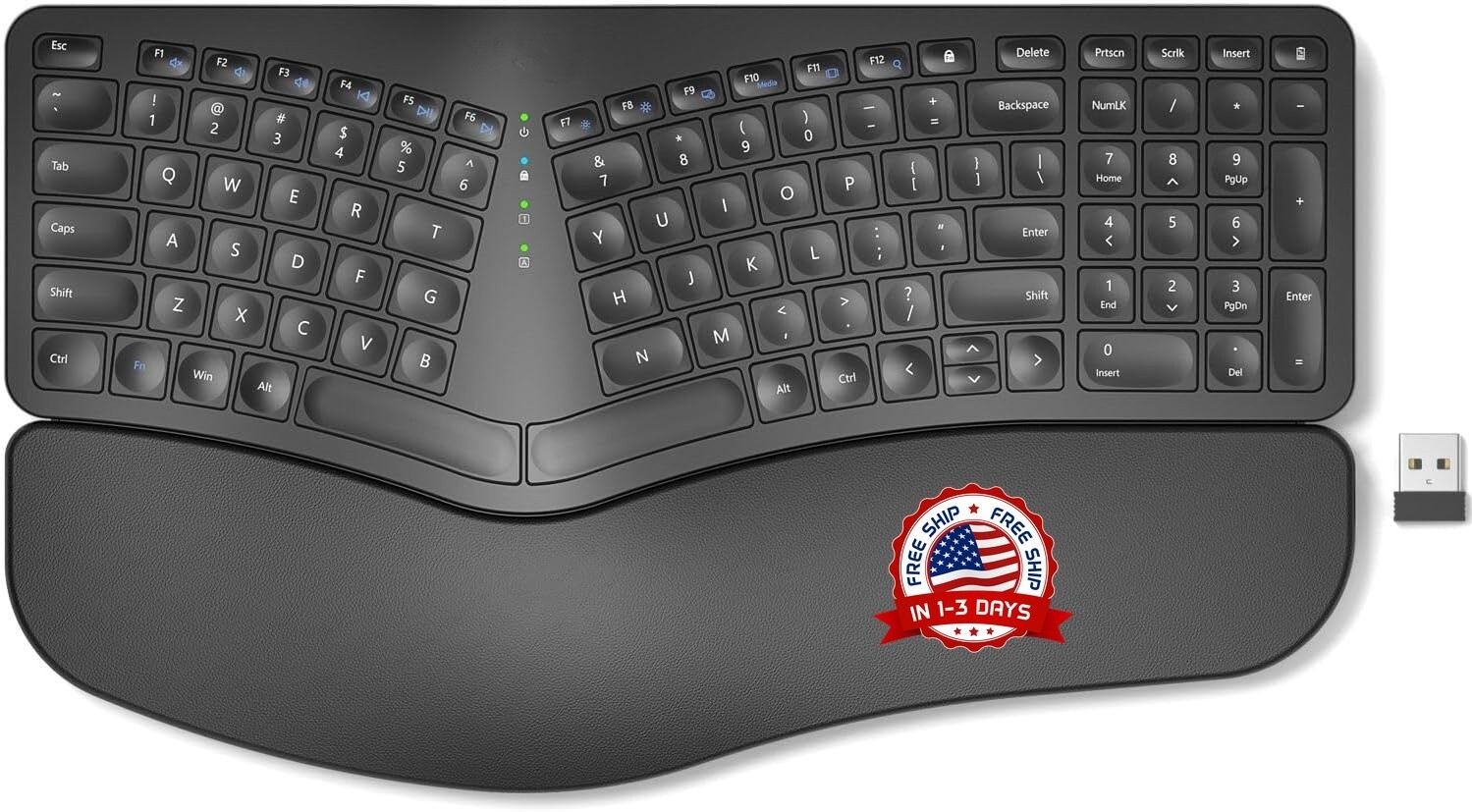 Teclado dividido ergonómico inalámbrico con modo dual 2.4G y función Bluetooth