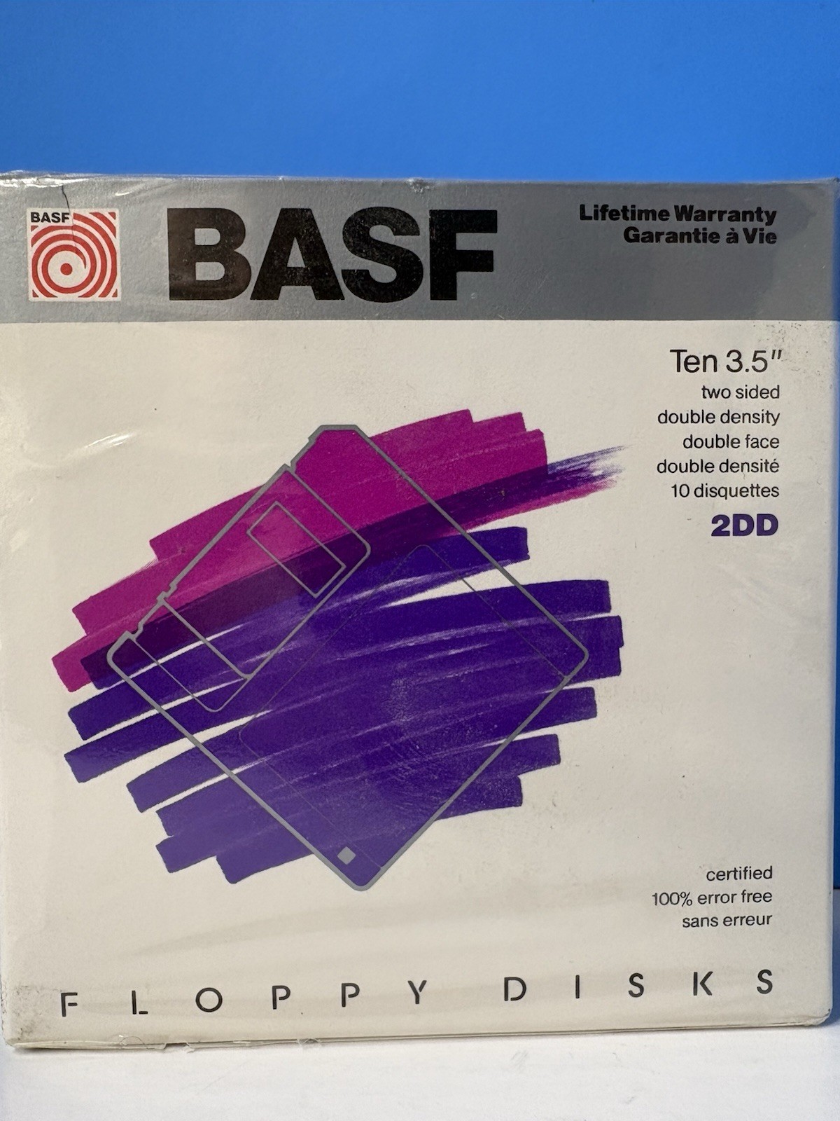 BASF 3.5" 2DD Box of 10 Diskettes Double Density BRAND NEW SEALED NOS