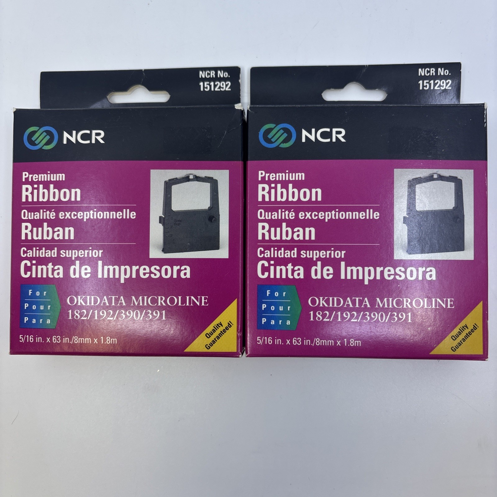 Two (2) NCR Premium Ribbon for Okidate Microline 182/192/390/391  NEW 