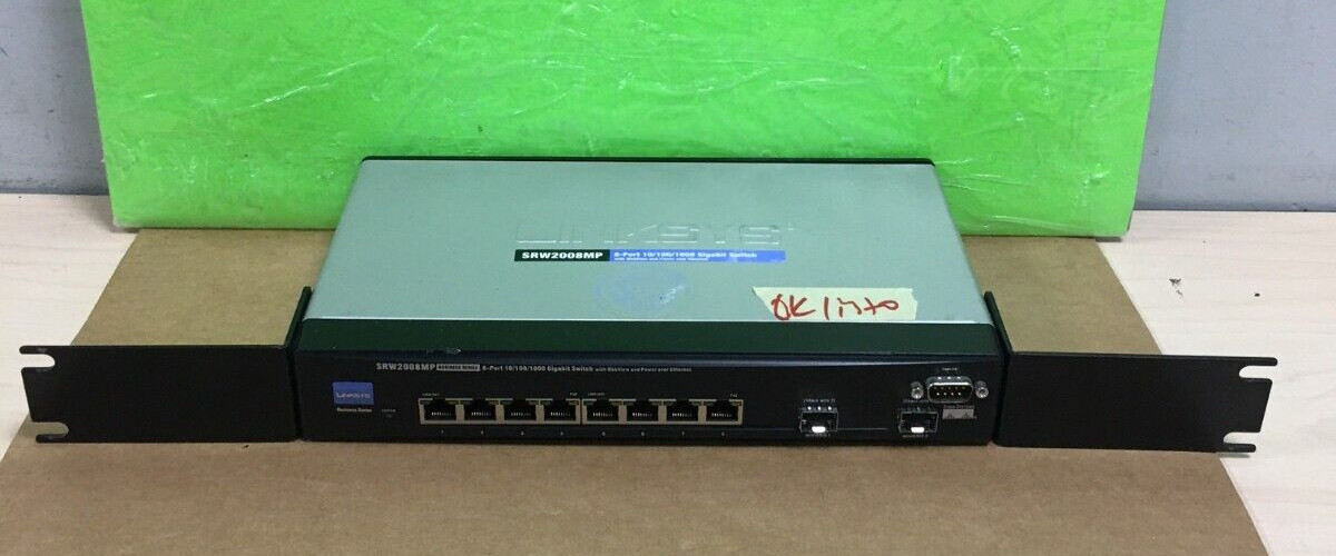Linksys SRW2008MP  10/100/1000 Ethernet Switch W/RACK EARS NO PSU (TESTED)