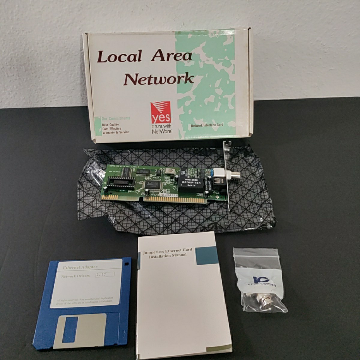 Novell Netware Local Network Jumpless Ethernet Card + 3.5 Diskette V2.13 RJ-45