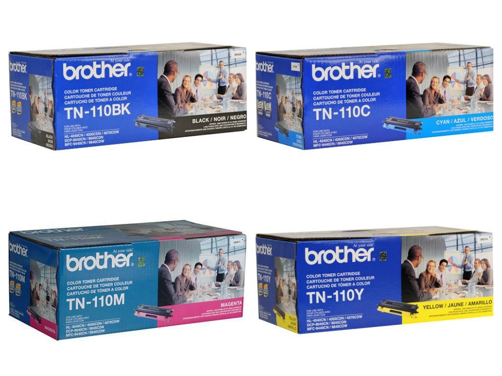Genuine Brother TN110 Toner Set, TN-110BK, TN-110C, TN-110M, TN-110Y, Ship Fast