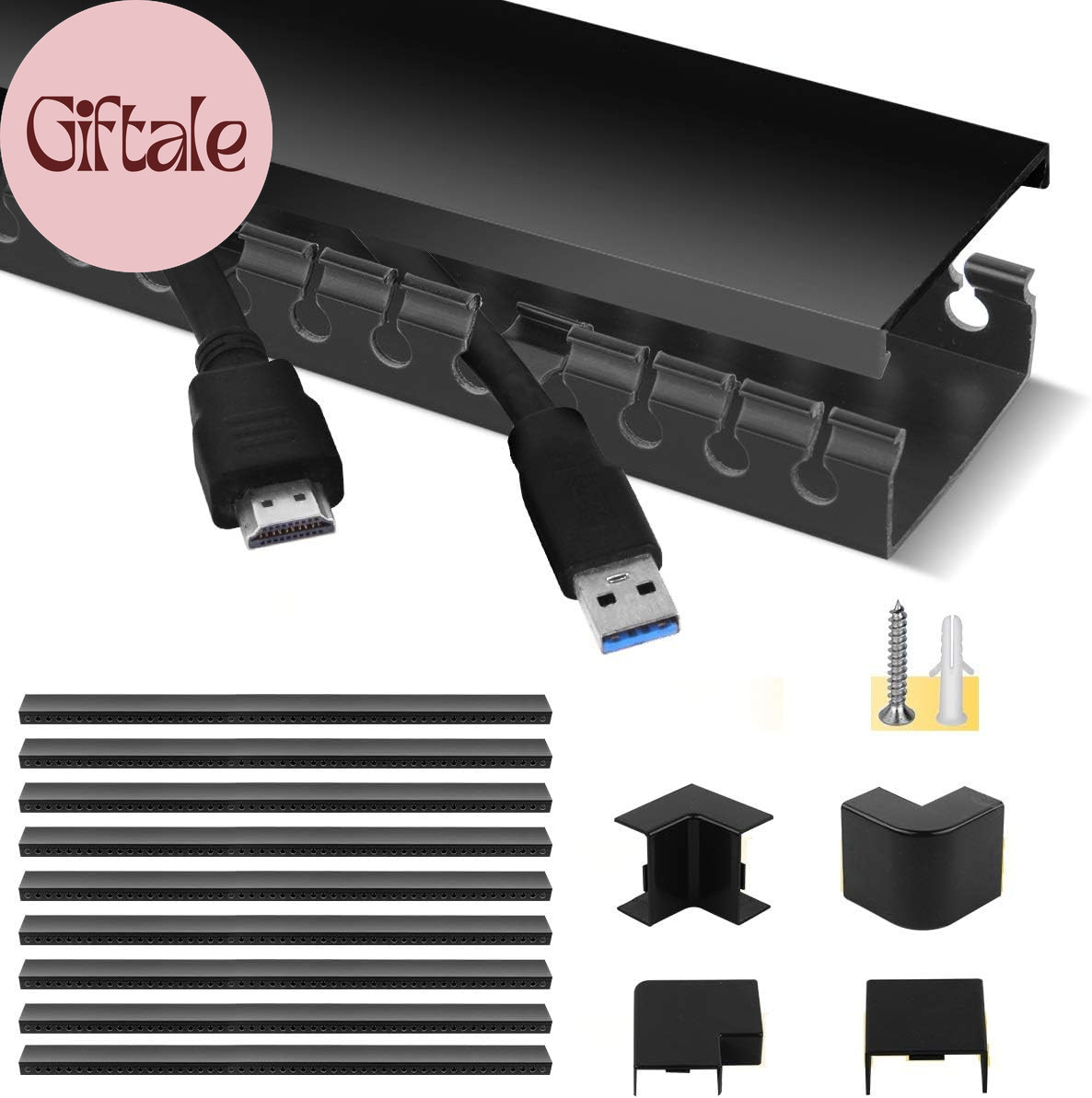 Cable Raceway Kit,  Cable Management System Open Slot Wiring Raceway Duct with C