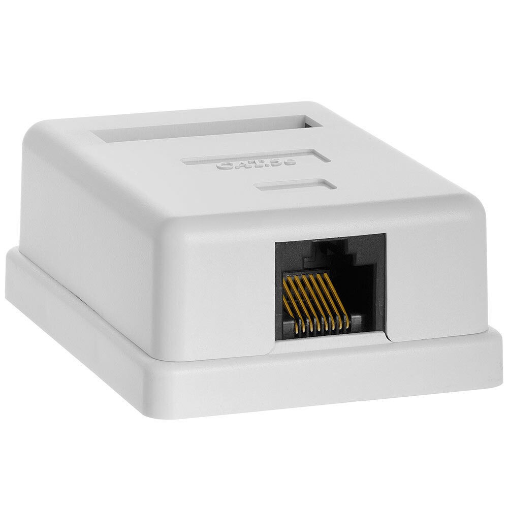 RJ45 White Surface Mount Box 1 Port For Cat5 Cable Female RJ45 Jack Connector
