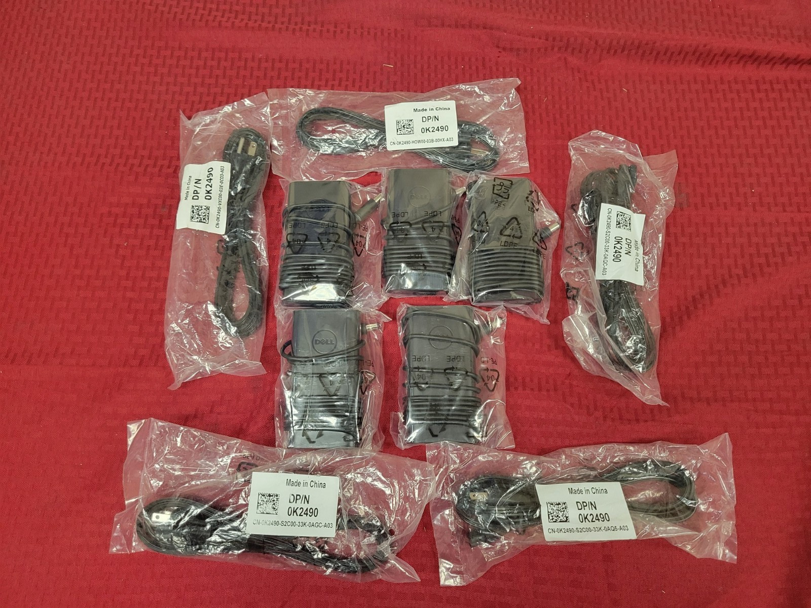 NEW LOT OF 5 GENUINE DELL 90 WATT SLIM AC ADATPER WITH POWER CORD #0V3KCV