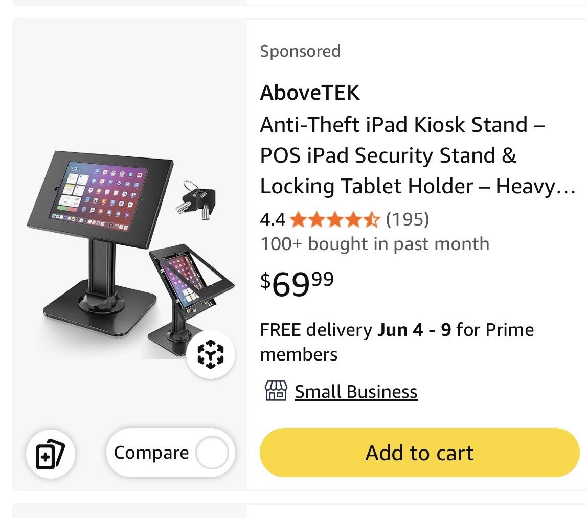 Abovetek Security Tablet Kiosk Desktop Stand, TH-3188 Black Anti-Theft Heavy-D