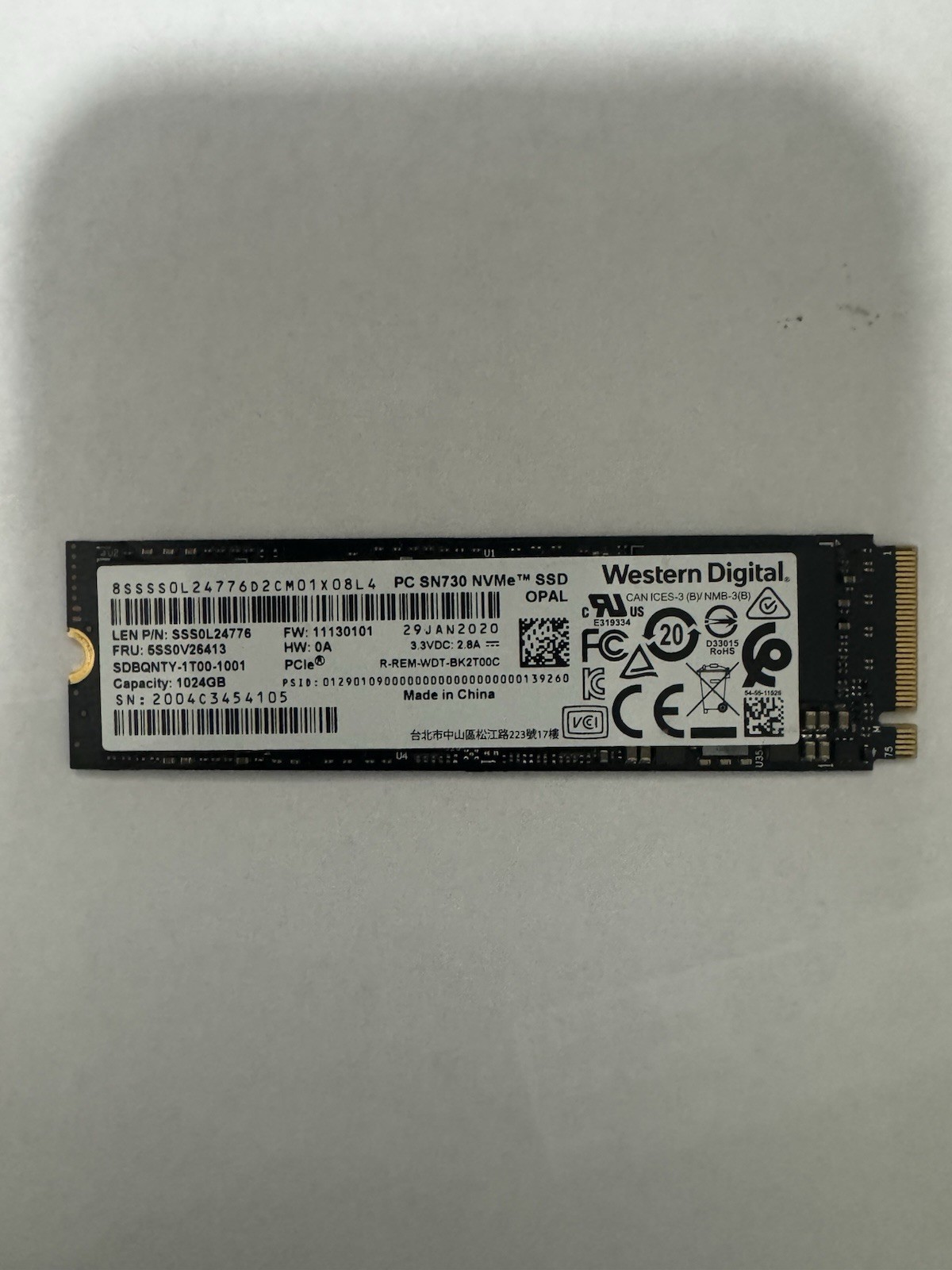 Western Digital PC SN730 1TB M.2 2280 PCIe NVMe Internal SSD S.M.A.R.T. TRIM