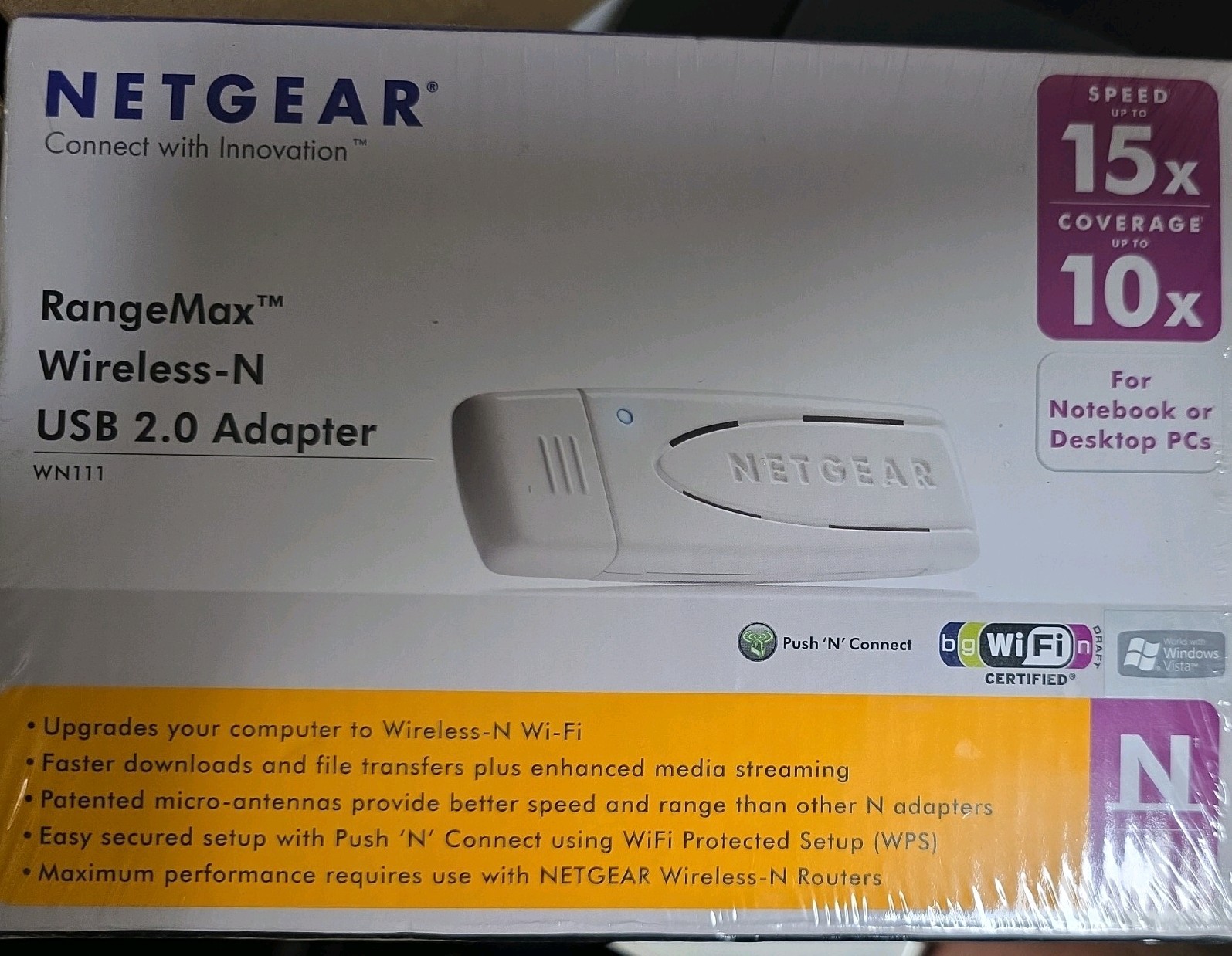 NetGear RangeMax Wireless-N USB 2.0 Adapter, WN111