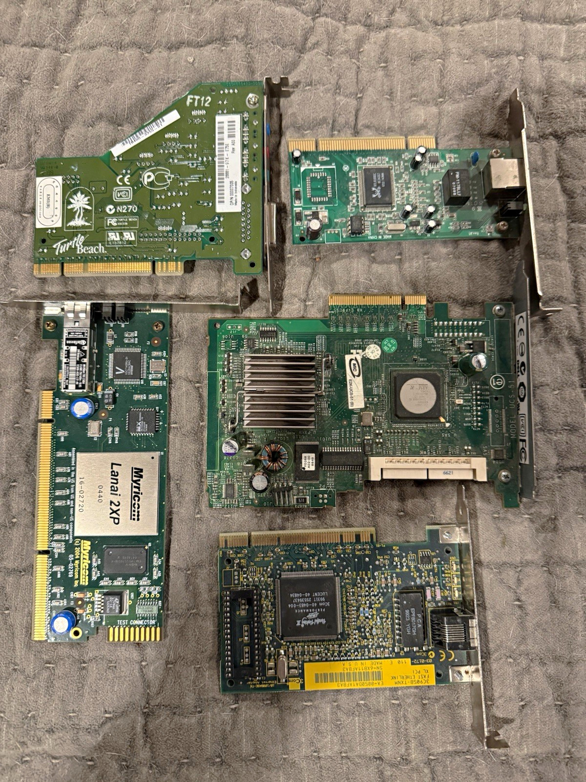 5 PCI Card Lot Turtle Beach AU8820 A3D Dell RD996 Myricom 3Com Untested