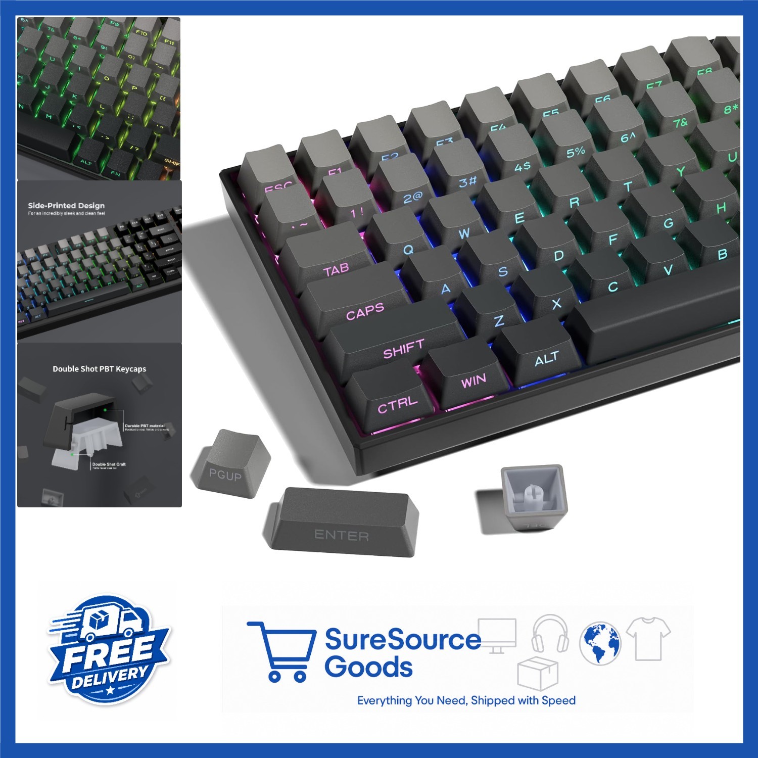 Custom Keycaps Set 136 Keys Gradient Gray Minimalist Style for Gaming Keyboards