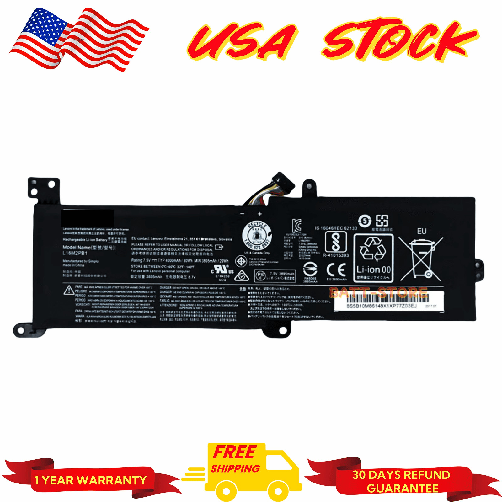 L16M2PB1 L16C2PB2 L17M2PB7 Genuine Battery for lenovo IdeaPad 330-15IKB 15AST