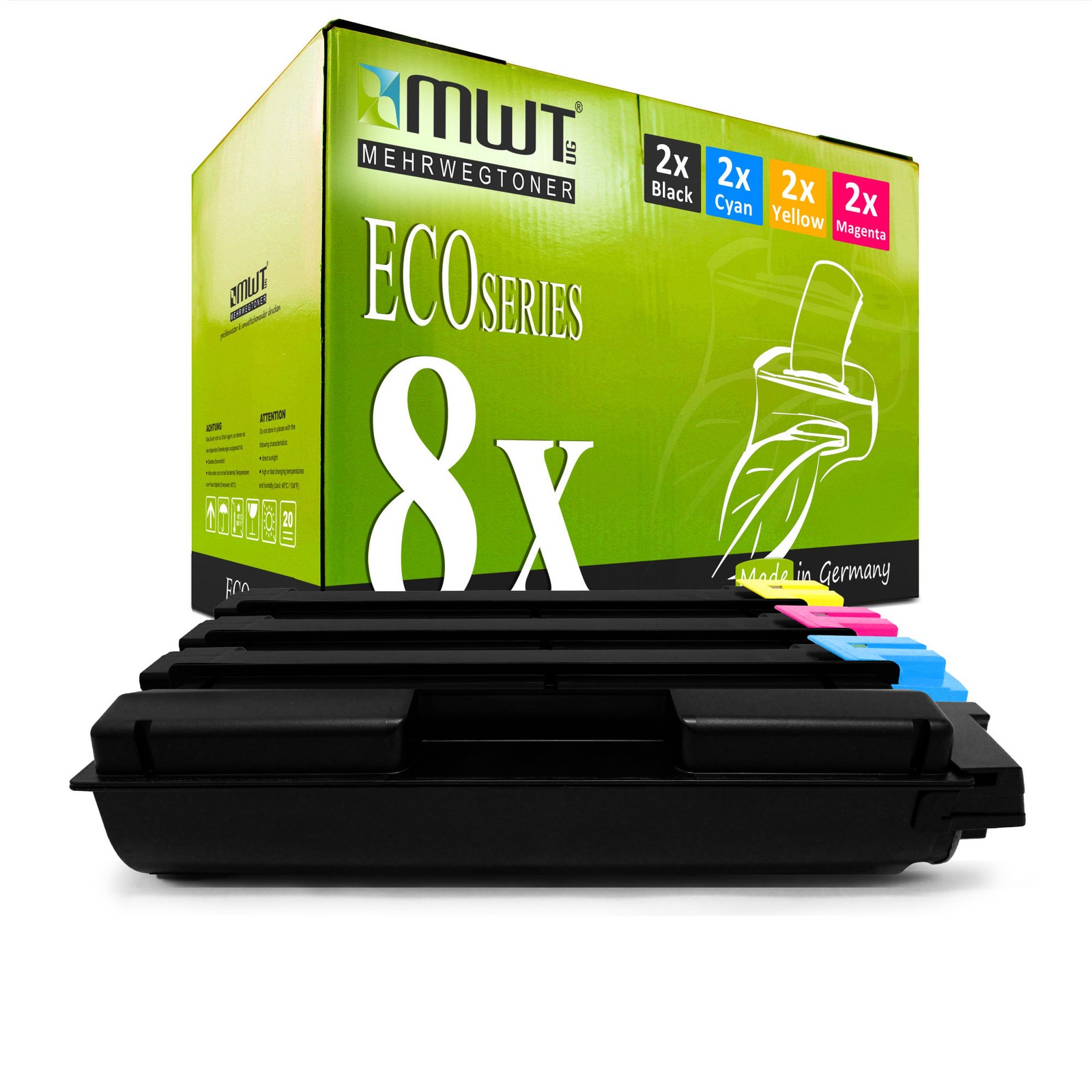 8x MWT Eco Toner replaces Kyocera 1T02TX0NL0 1T02TXCNL0 1T02TXBNL0 1T02TXANL0