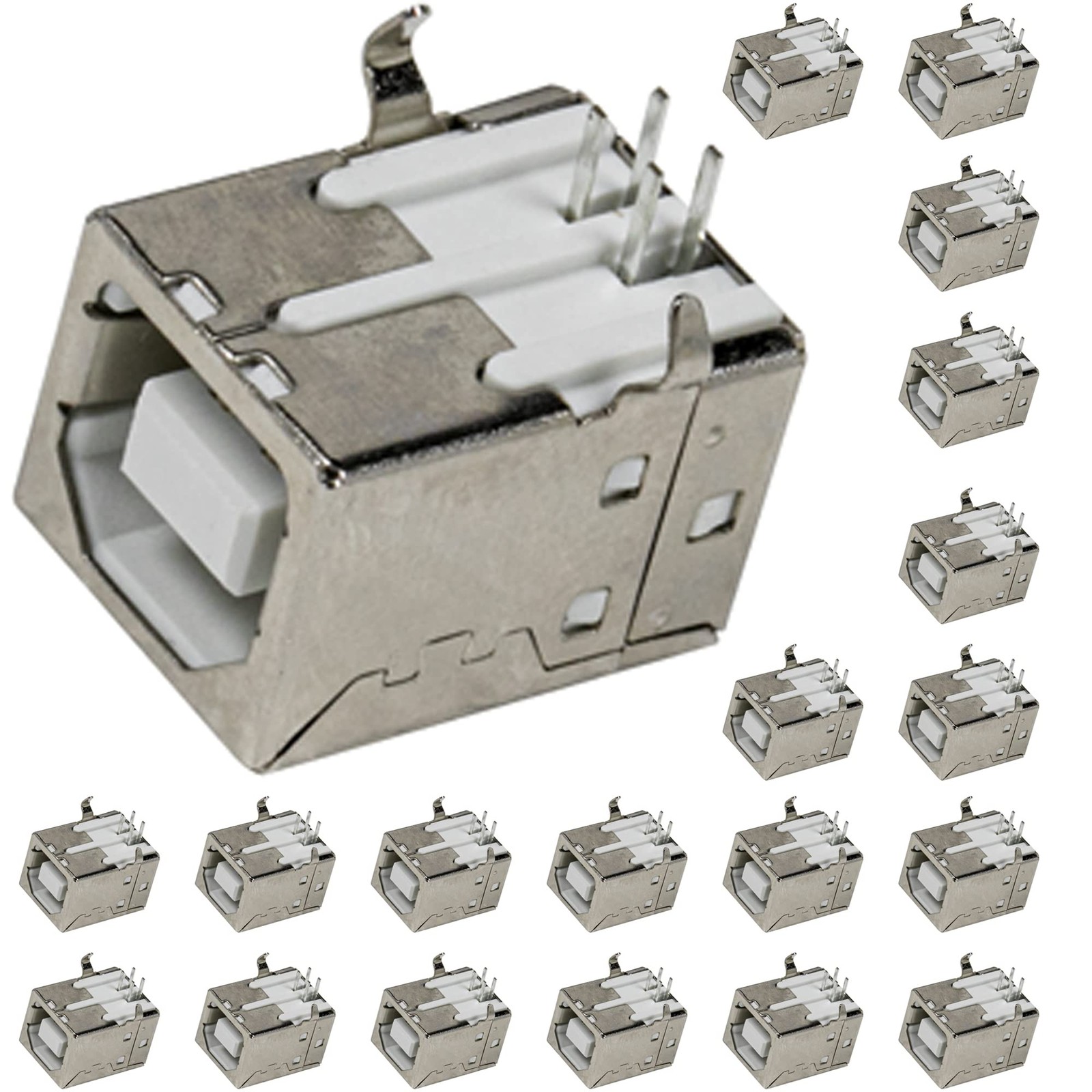 jujinglobal 20pcs USB Type-B Type B B Female Connector White (20pcs),