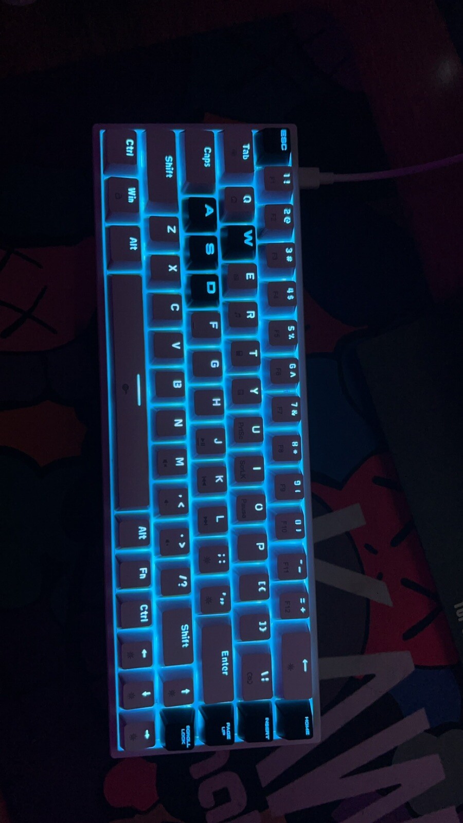 wired 65% Gaming Keyboard. Customized With Corsair Keys. Cherry MX Blue Clicky.