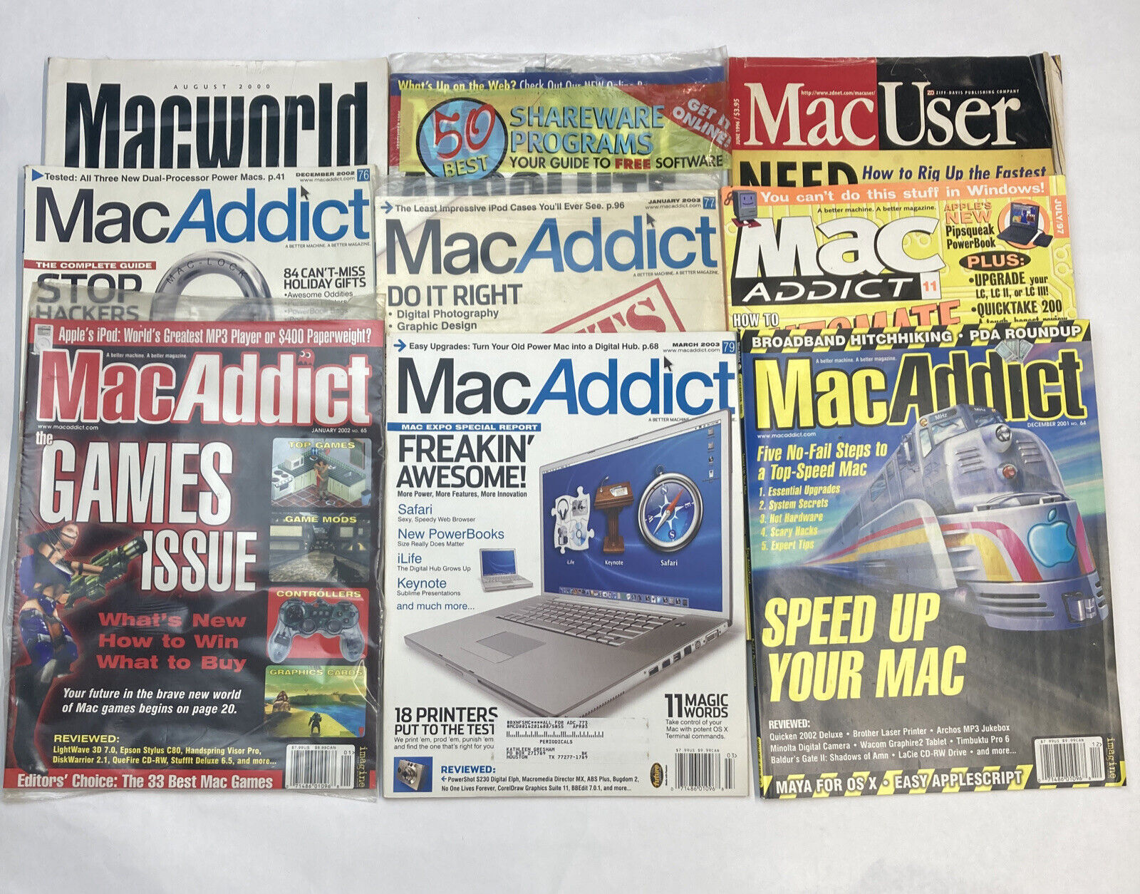 Mac Addict Mac World & Mac User 9 Magazines 1996-2003 Computer IT Mags Games