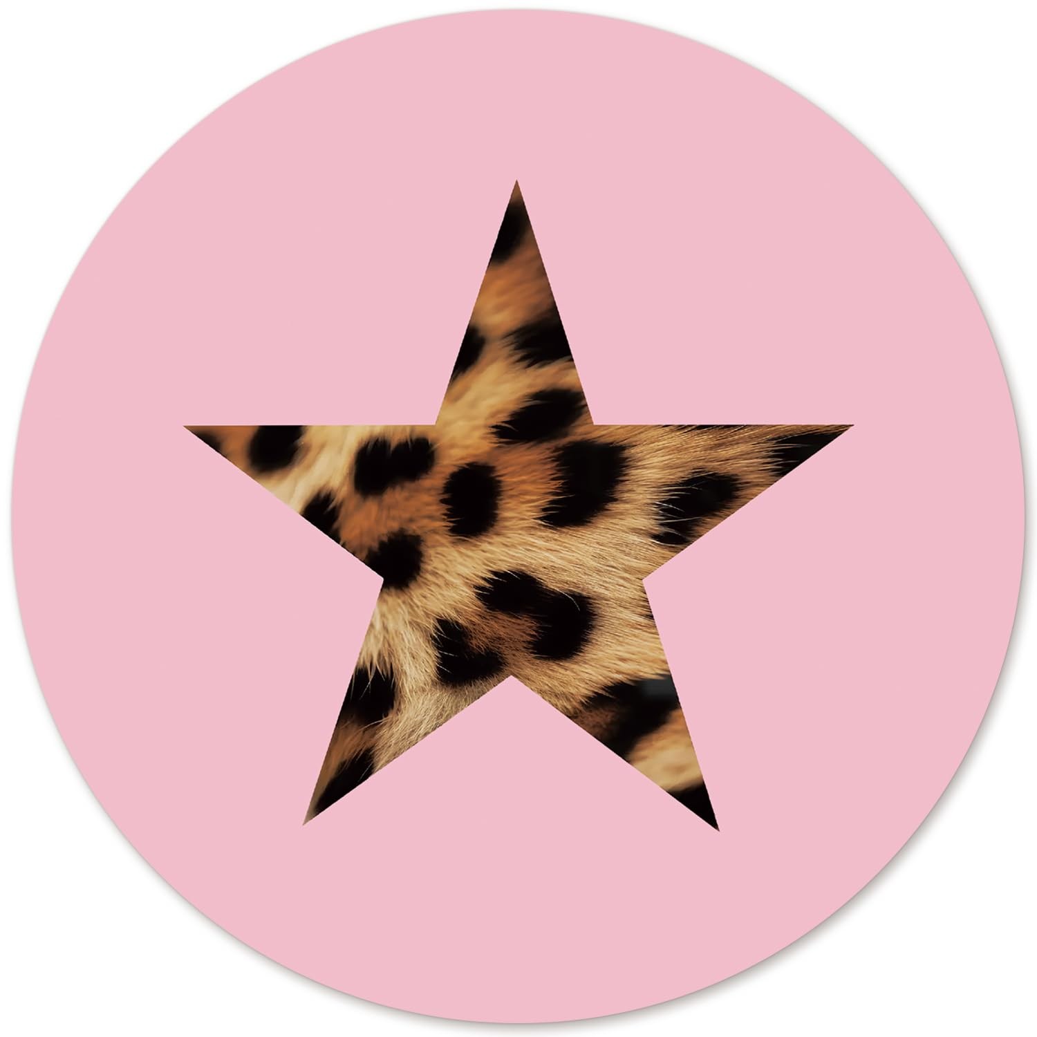 Pink Preppy Leopard Round Mouse Pad Coquette Trendy NonSlip 8.7x8.7 Inch
