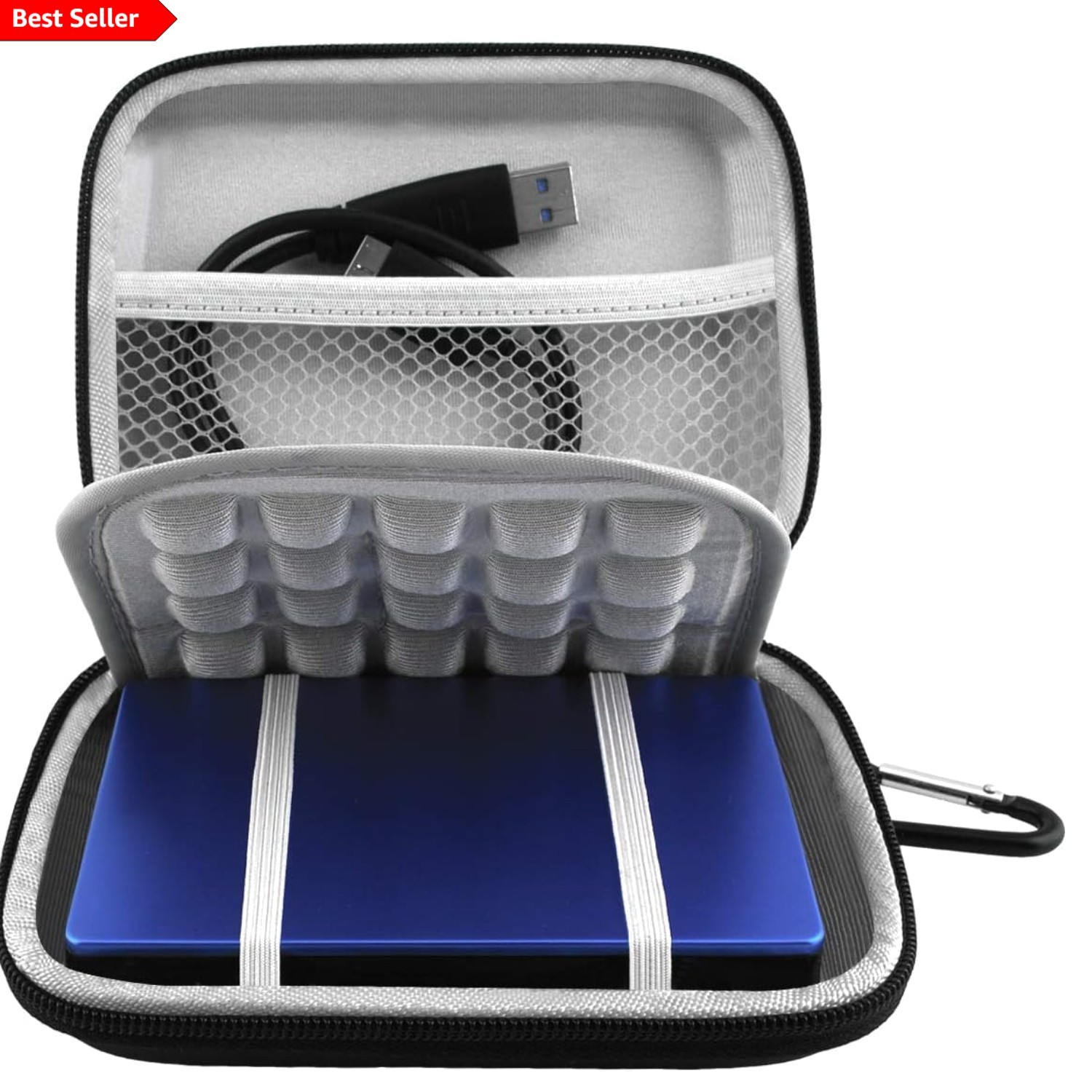 Water-Resistant Portable Hard Drive Case for Seagate & Western Digital - Black