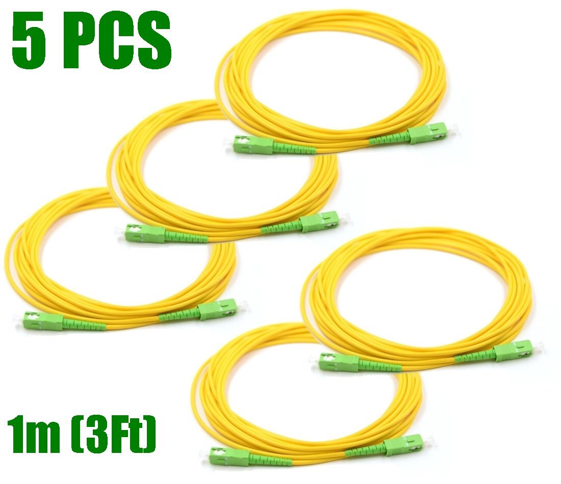 5 pcs 1-5m SC/APC to SC/APC Fiber Optic Simplex Single Mode Jumper Patch Cable