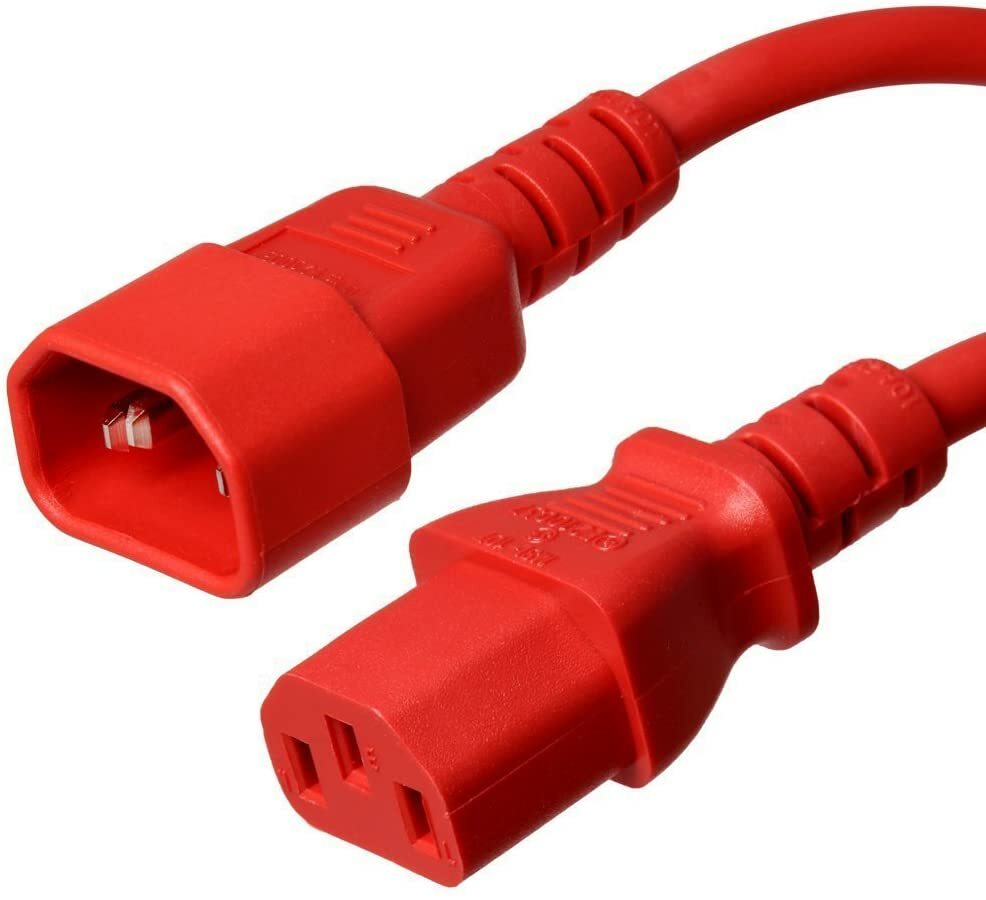20 PACK LOT 15ft C14 - C13 Red Power Cord 18AWG 10A/1250W 125V 3-Prong 4.6M