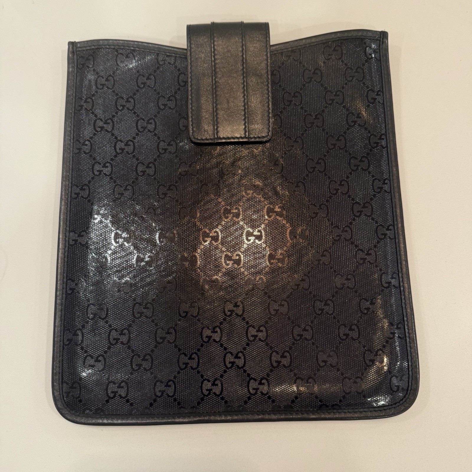 Gucci Guccisima iPad / Tablet Case Navy Blue Leather Made In Italy
