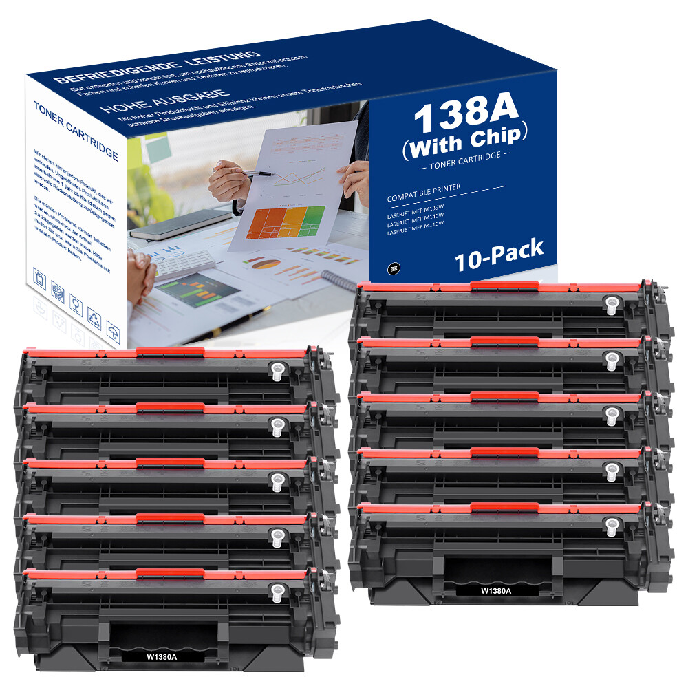10PK W1380A Toner Compatible With HP 138A LaserJet Pro 3001dw 3101fdw WITH CHIP