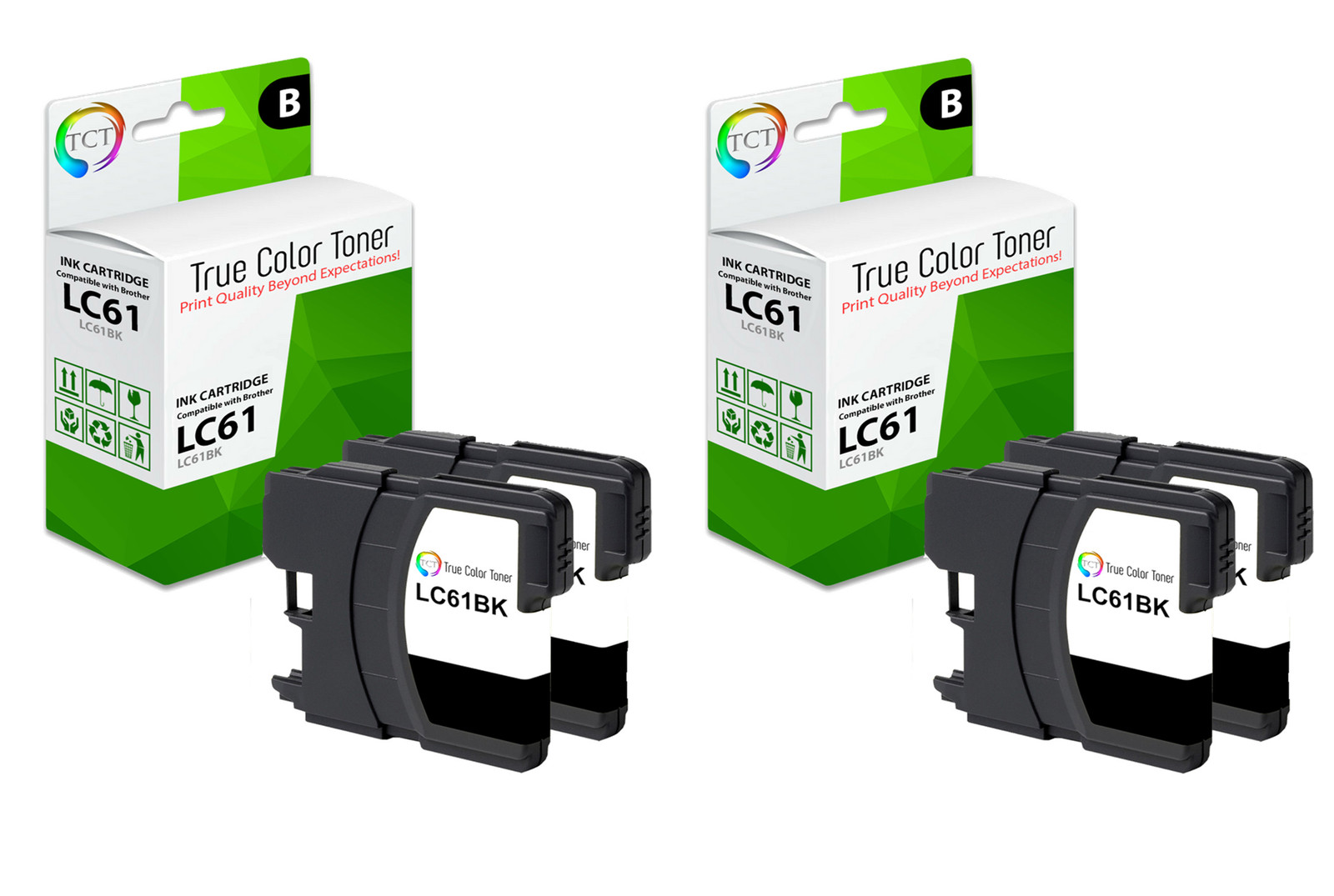 4Pk TCT LC-61 BK Compatible for Brother MFC250C 255CW, DCP165C Ink Cartridge