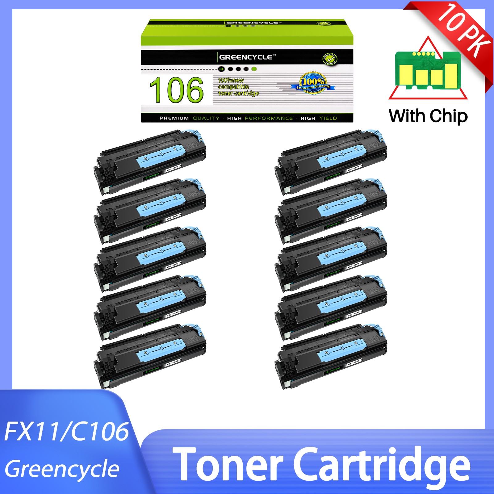 10PK Black C106 Toner for Canon 106 Image Class MF6540 MF6550 MF6590 MF6595