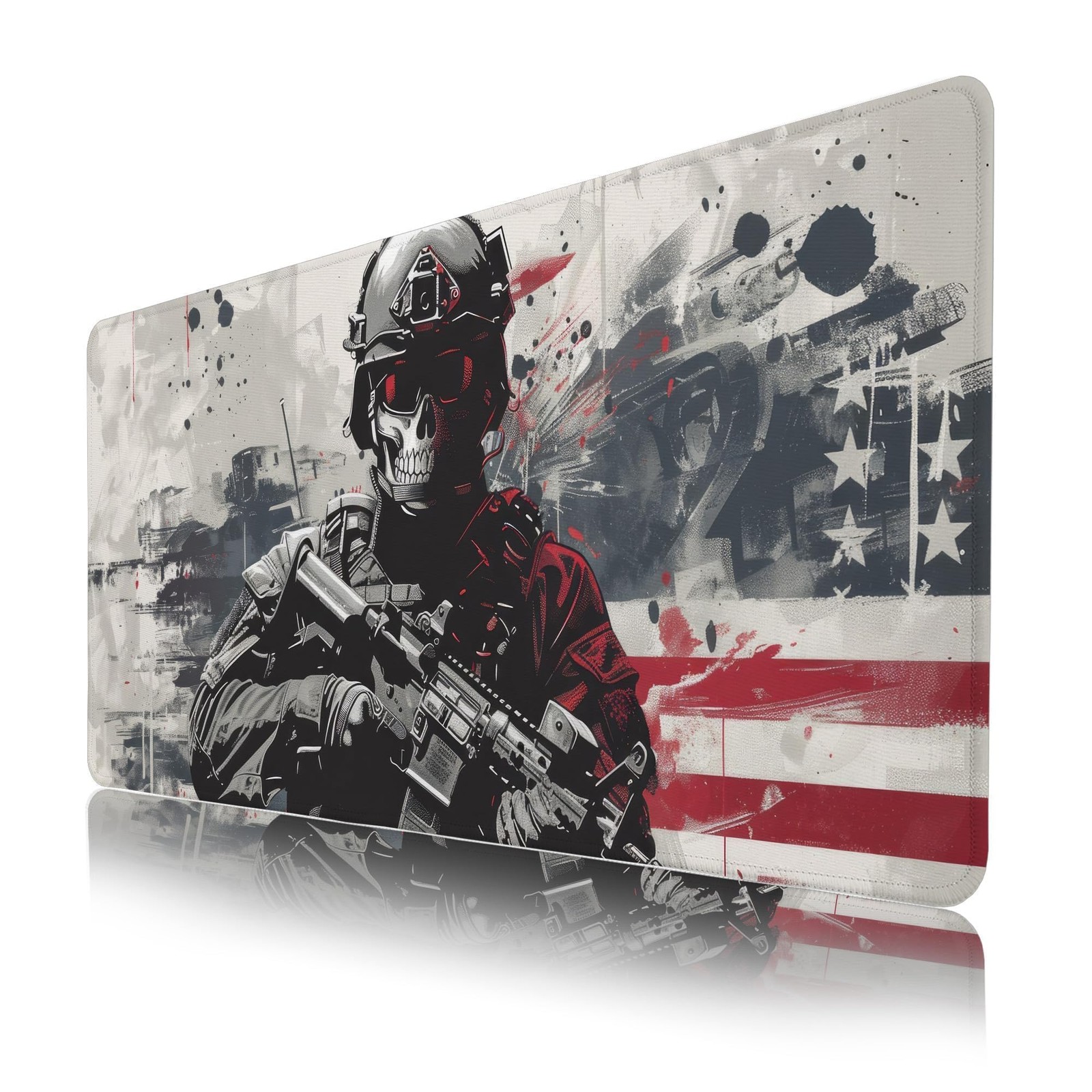 Gun Mouse Pad,Military Skull XXL Gaming Mouse Pads,American Flag Mousepad,Camo