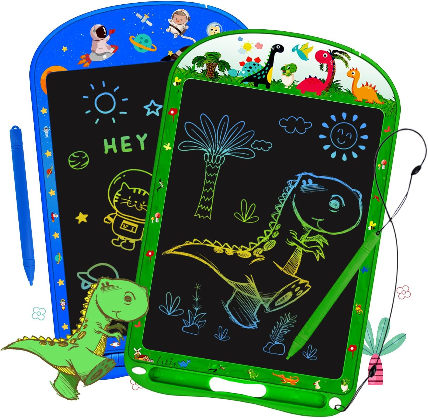 2 Pack LCD Writing Tablet for Kids,10 Inch Colorful Doodle Board Erasable and Re