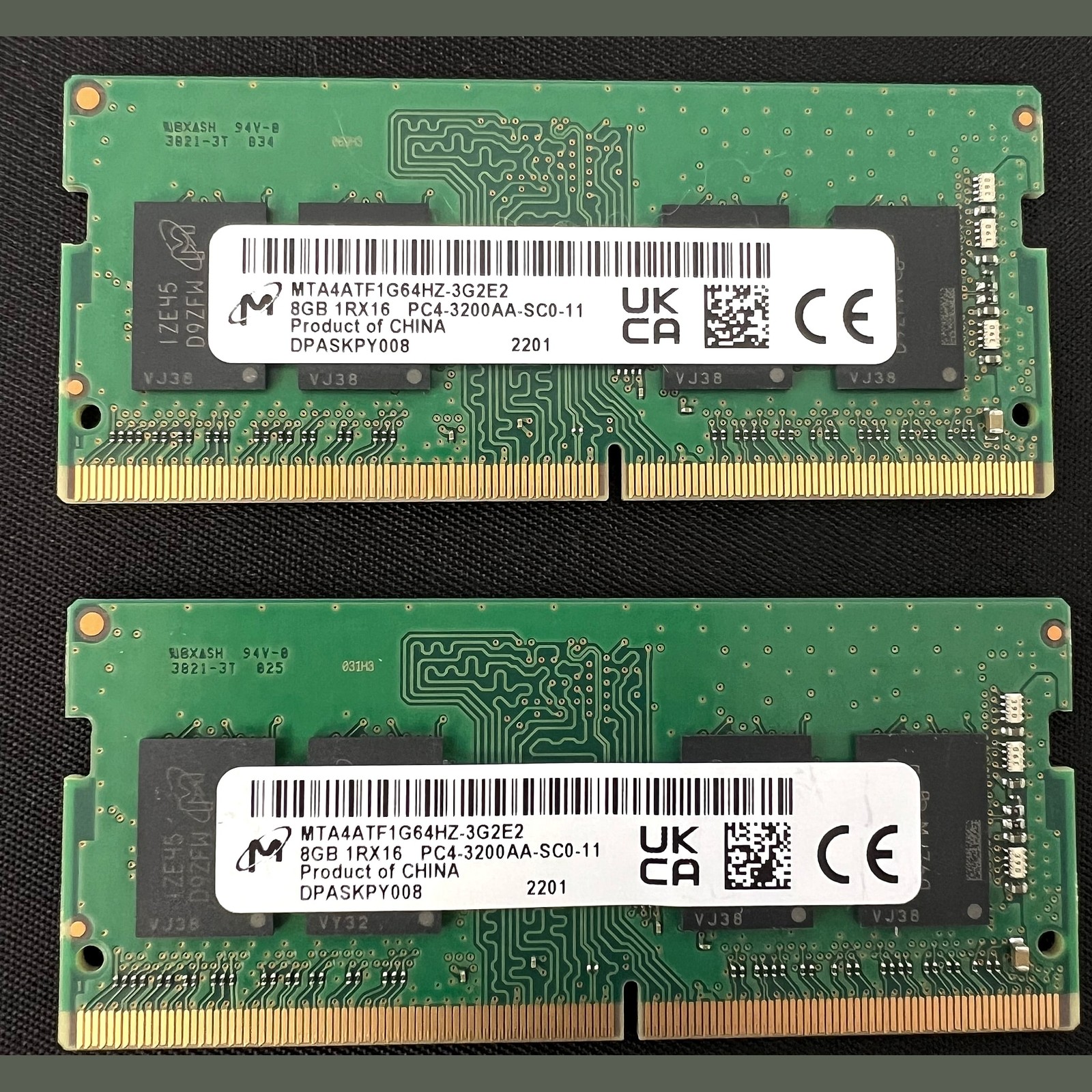 Micron 16GB Kit 2x8GB DDR4 3200 SODIMM Laptop RAM PC4 3200AA 1Rx16 MTA4ATF1G64HZ