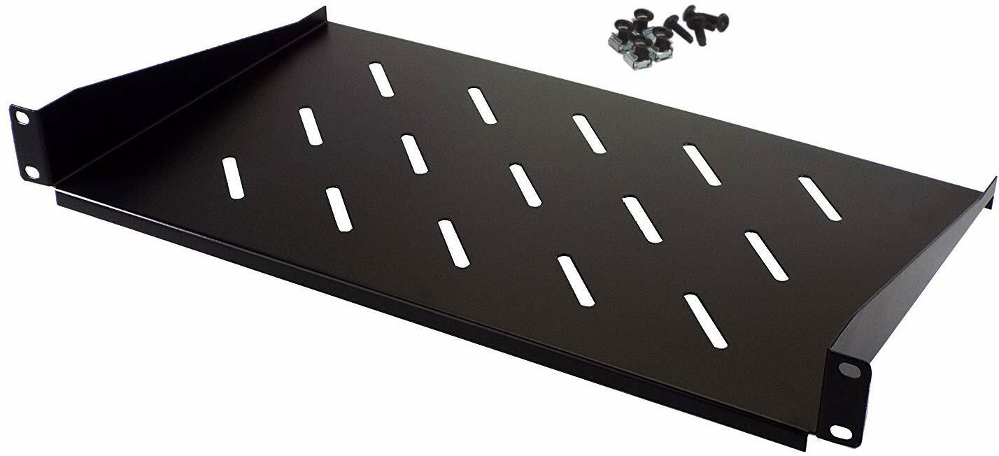 CNAweb 1U Rack Shelf - 10" Deep - Steel - Vented Rack Shelf - Rack Mount Shelf