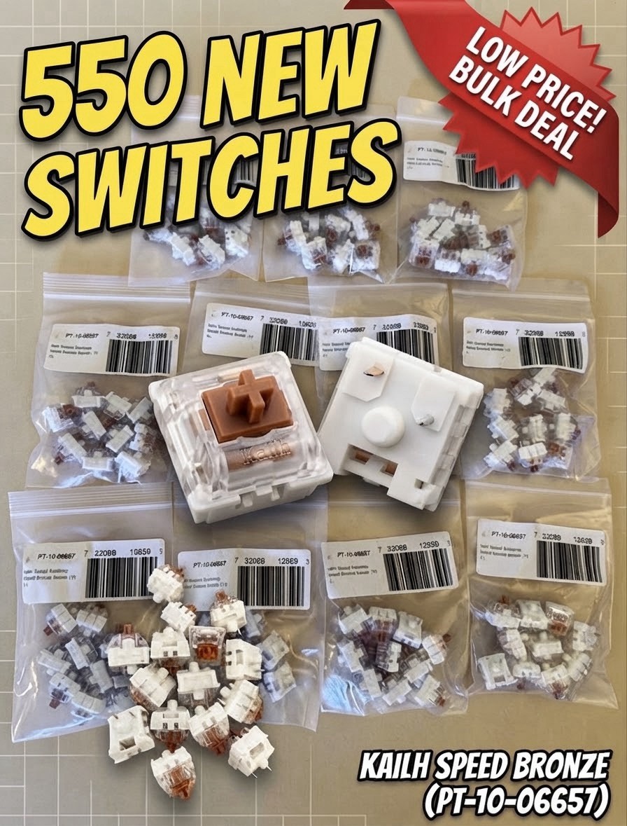 550x Kailh Speed Bronze Mechanical Keyboard Switches 55 Bags 10-Ct Bulk Lot New 