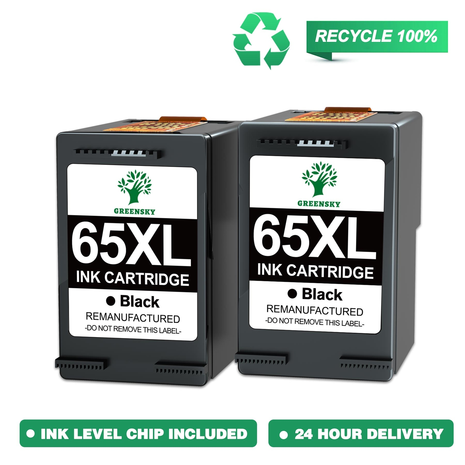 2x Generic 65XL Black Ink Cartridge FOR HP AMP 100 120 125 130 DeskJet 2620 2635