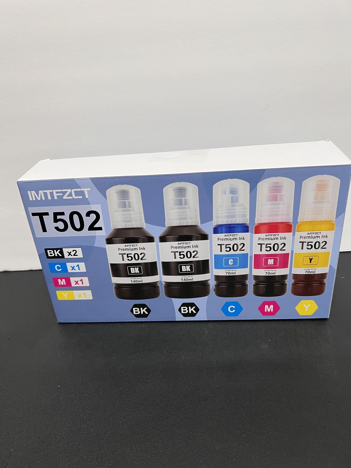IMTFZCT T502 Ink Refill Bottles For Epson 502 BK C M Y 5-Pack EcoTank Printers