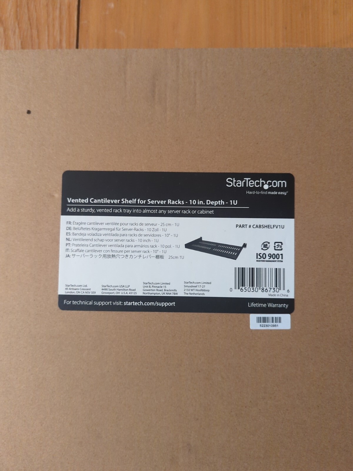 StarTech CABSHELFV1U 1U Vented Server Rack Cabinet Shelf - Fixed 10in Deep